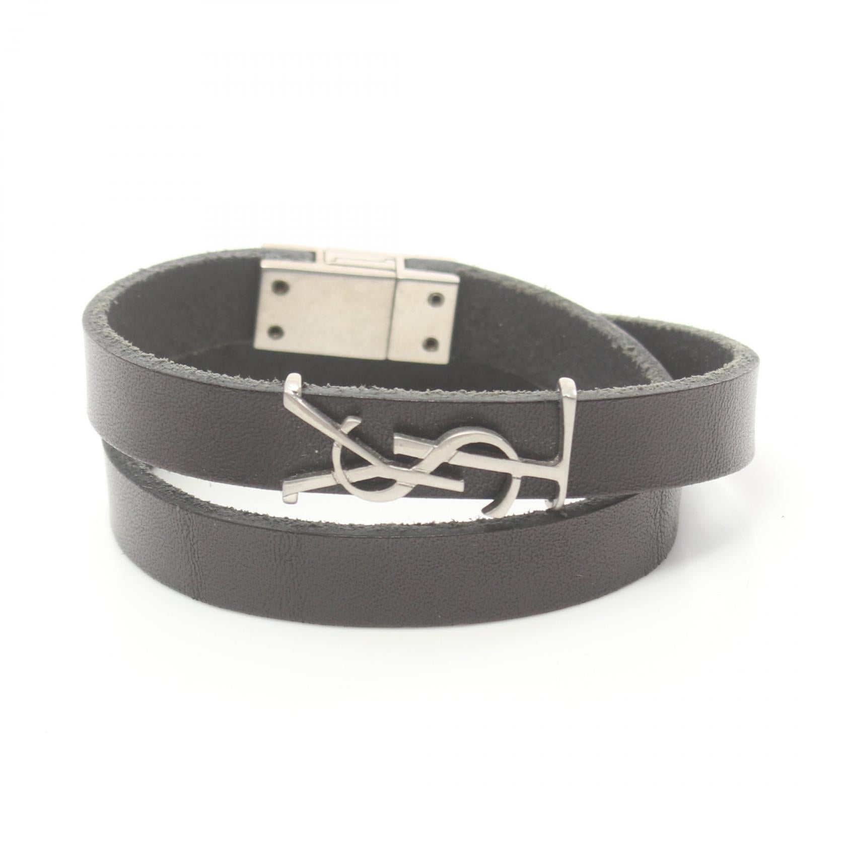 Yves Saint Laurent Leather Stainless Steel Bracelet