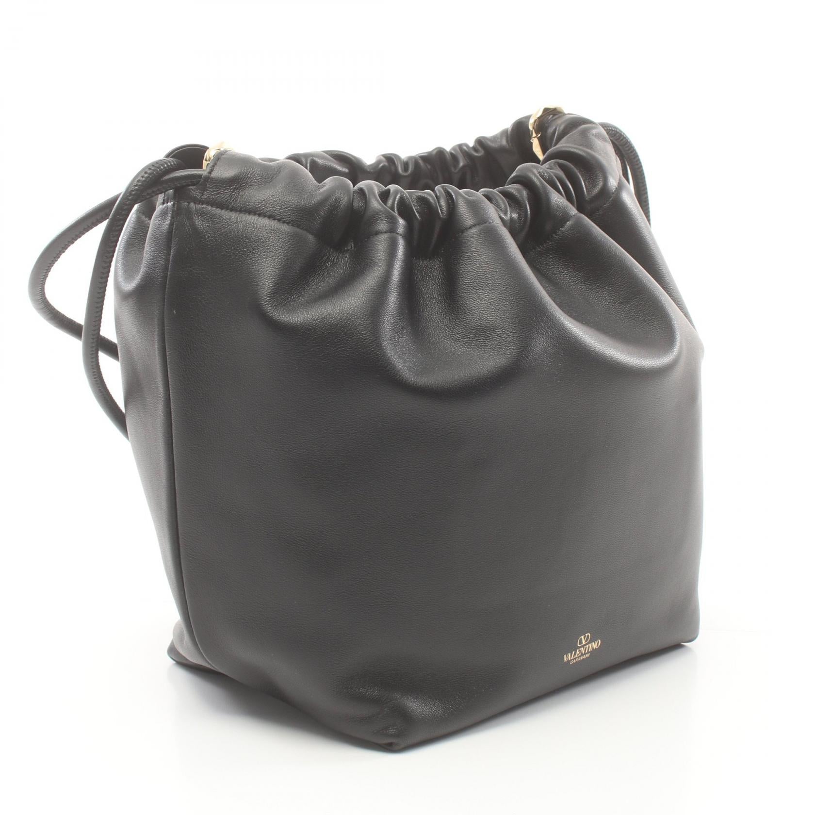 Valentino Leather Pouf Bucket Shoulder Bag