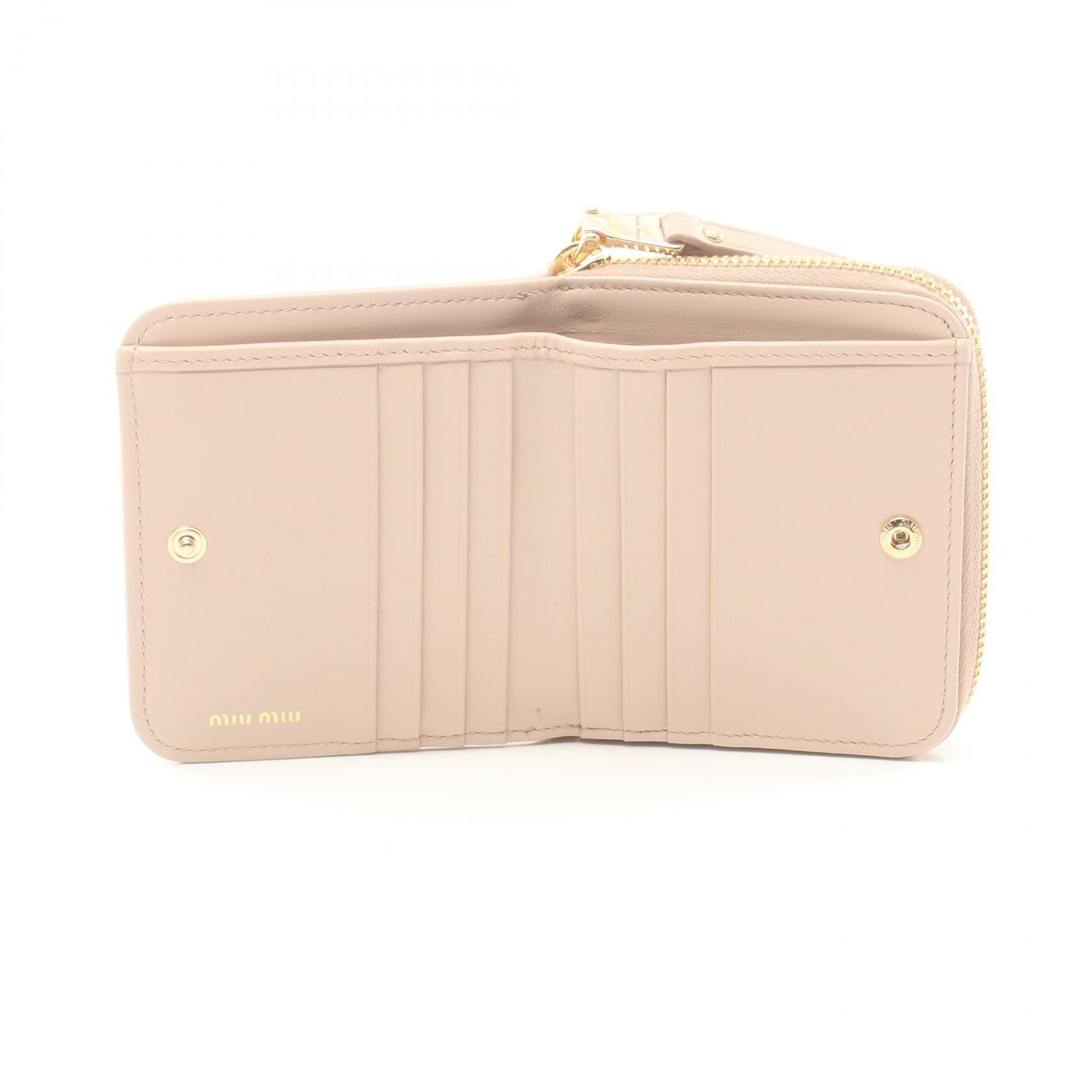 Miu Miu Matelasse Leather Bifold Wallet Pink