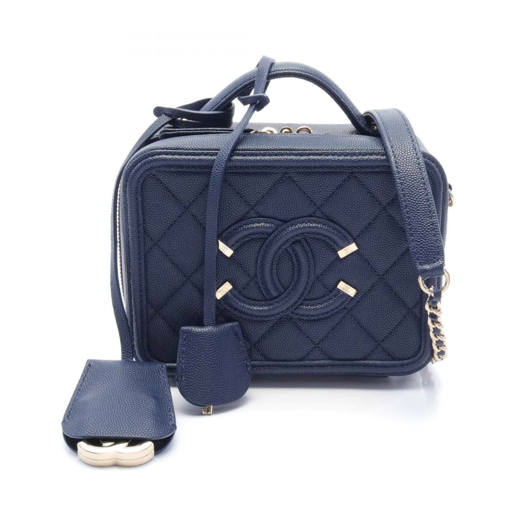 Chanel Quilted CC GHW Vanity Case Shoulder Bag Leather Vanity Bag A93344 in Great Condition