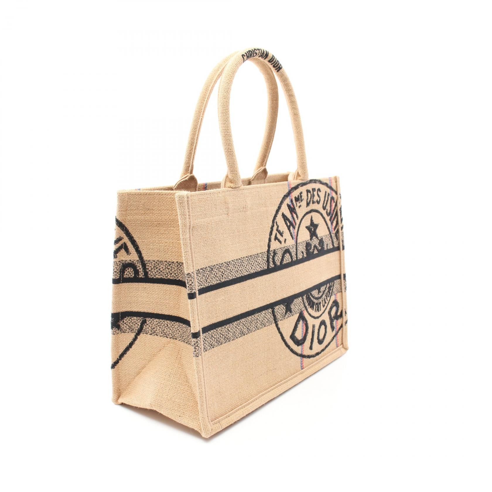 Dior Book Tote Jute Canvas Medium Bag