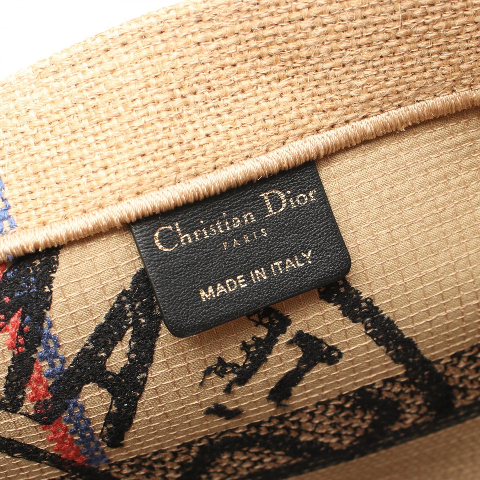 Dior Book Tote Jute Canvas Medium Bag