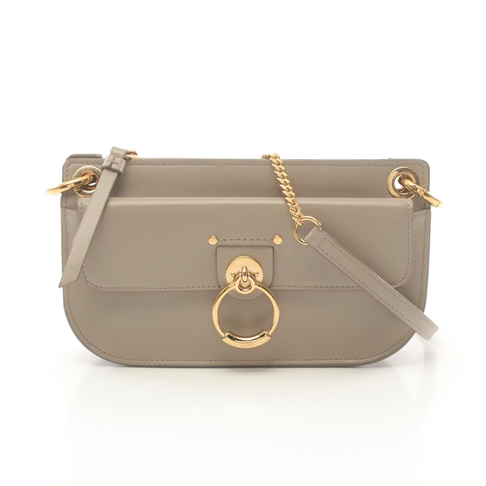 Chloe Tess Leather Shoulder Bag Beige