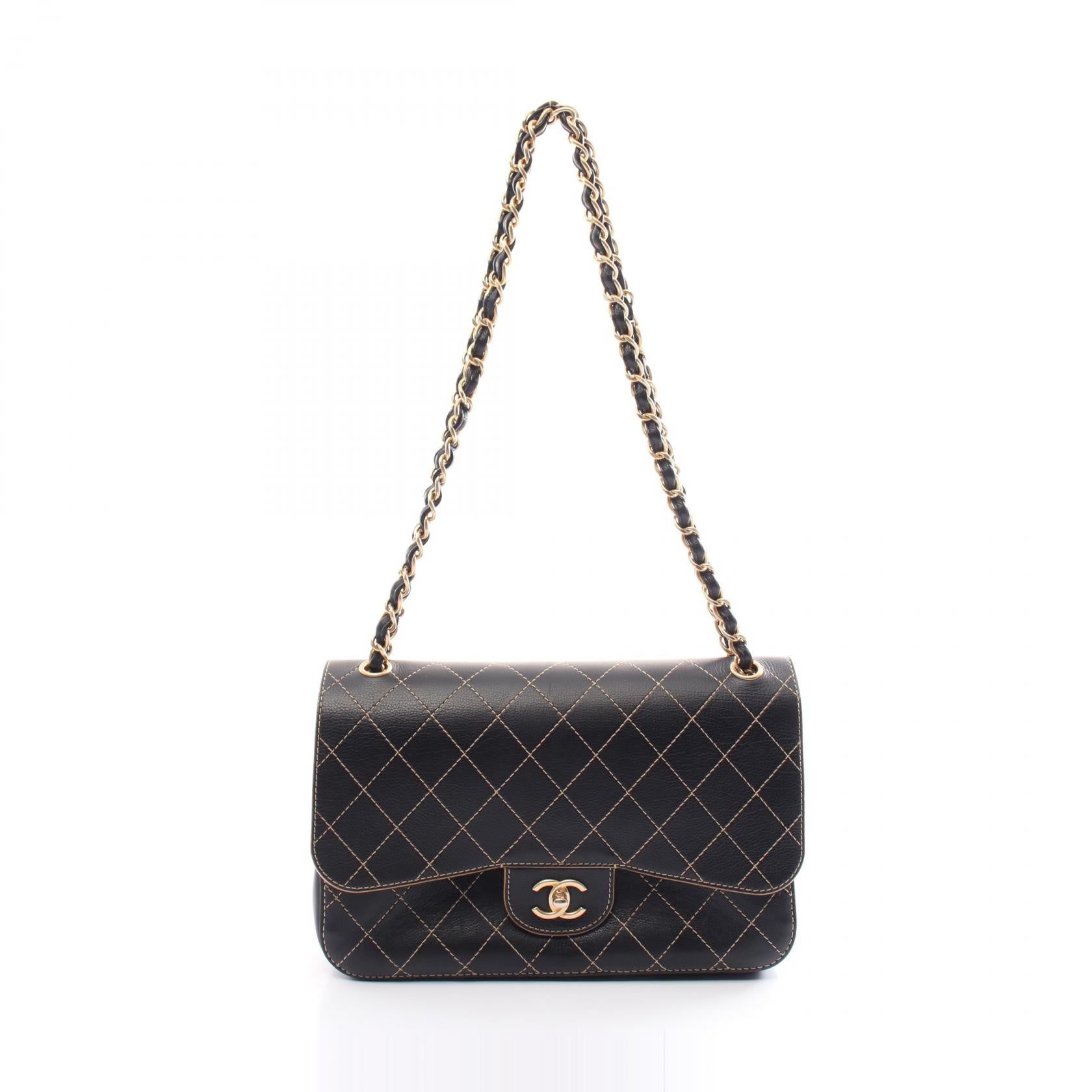 Chanel Classic Large W Flap Leather Shoulder Bag