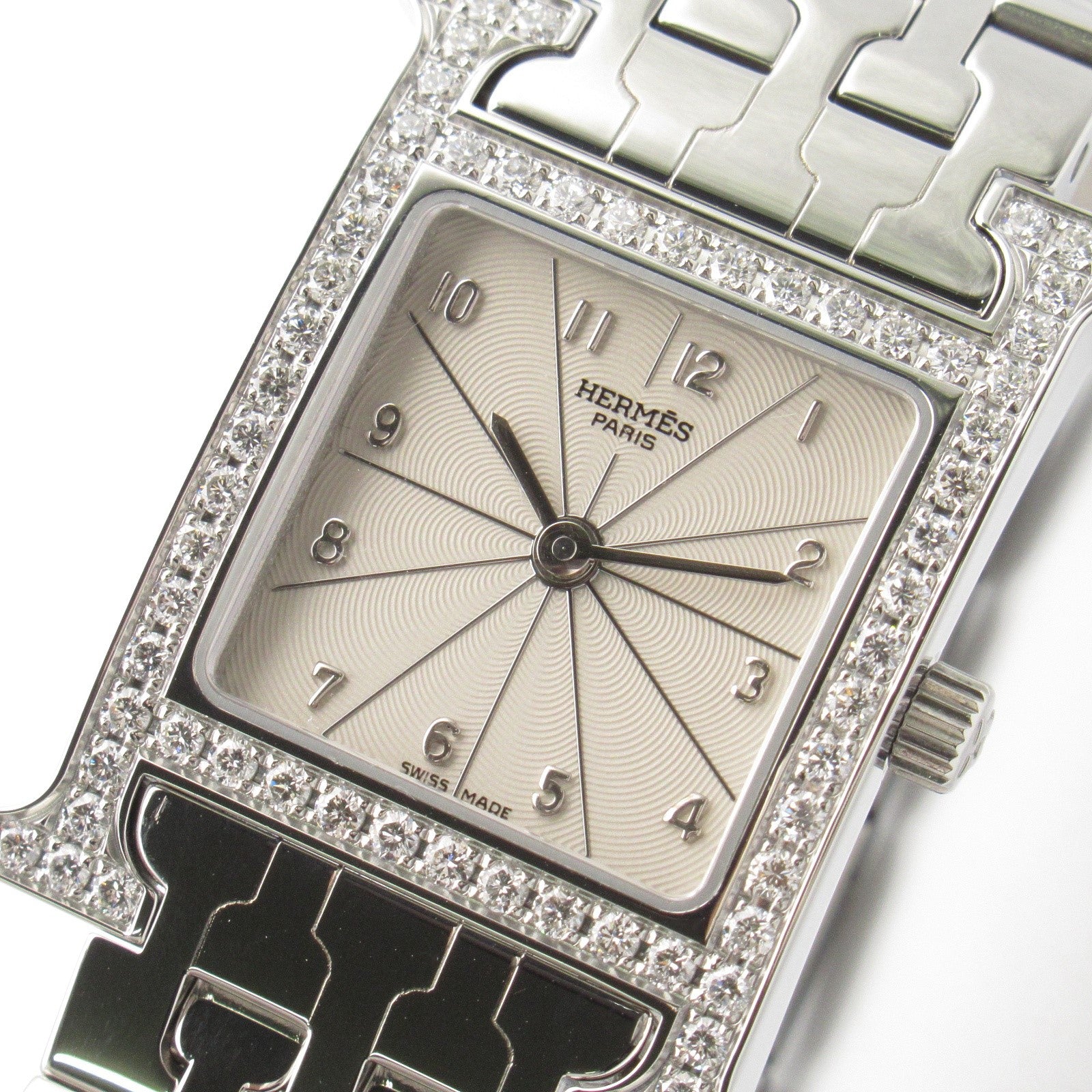 Hermes H Watch Diamond Bezel Stainless Steel