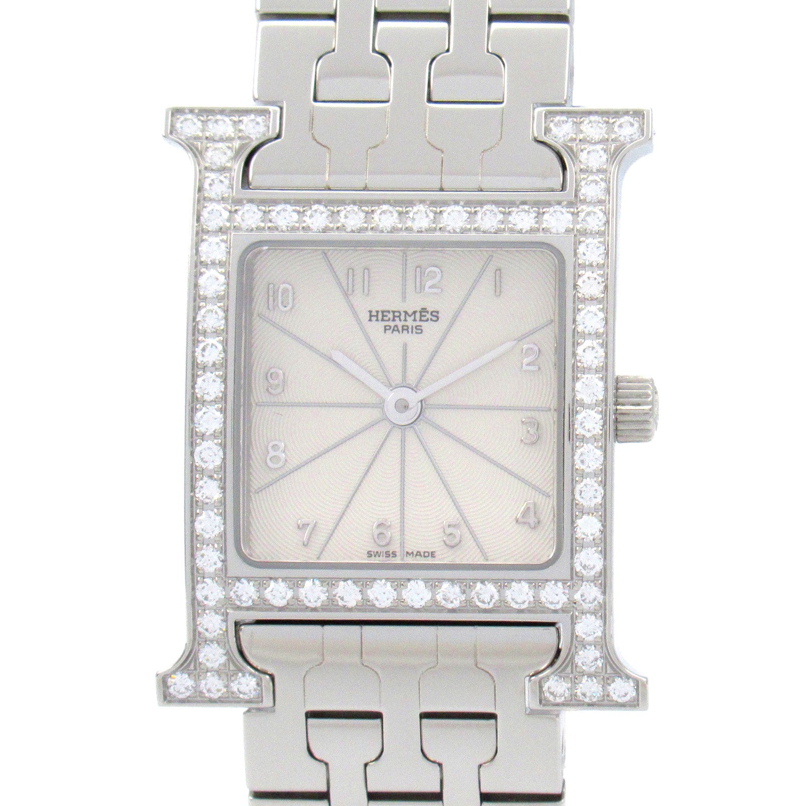 Hermes H Watch Diamond Bezel Stainless Steel