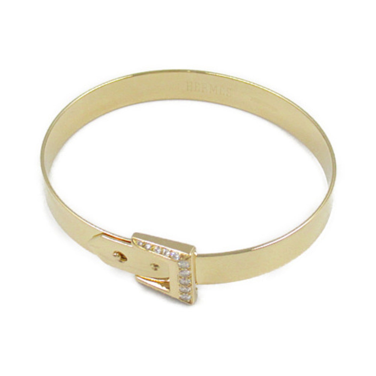 Hermes K18 Yellow Gold Diamond Belt Design Bracelet