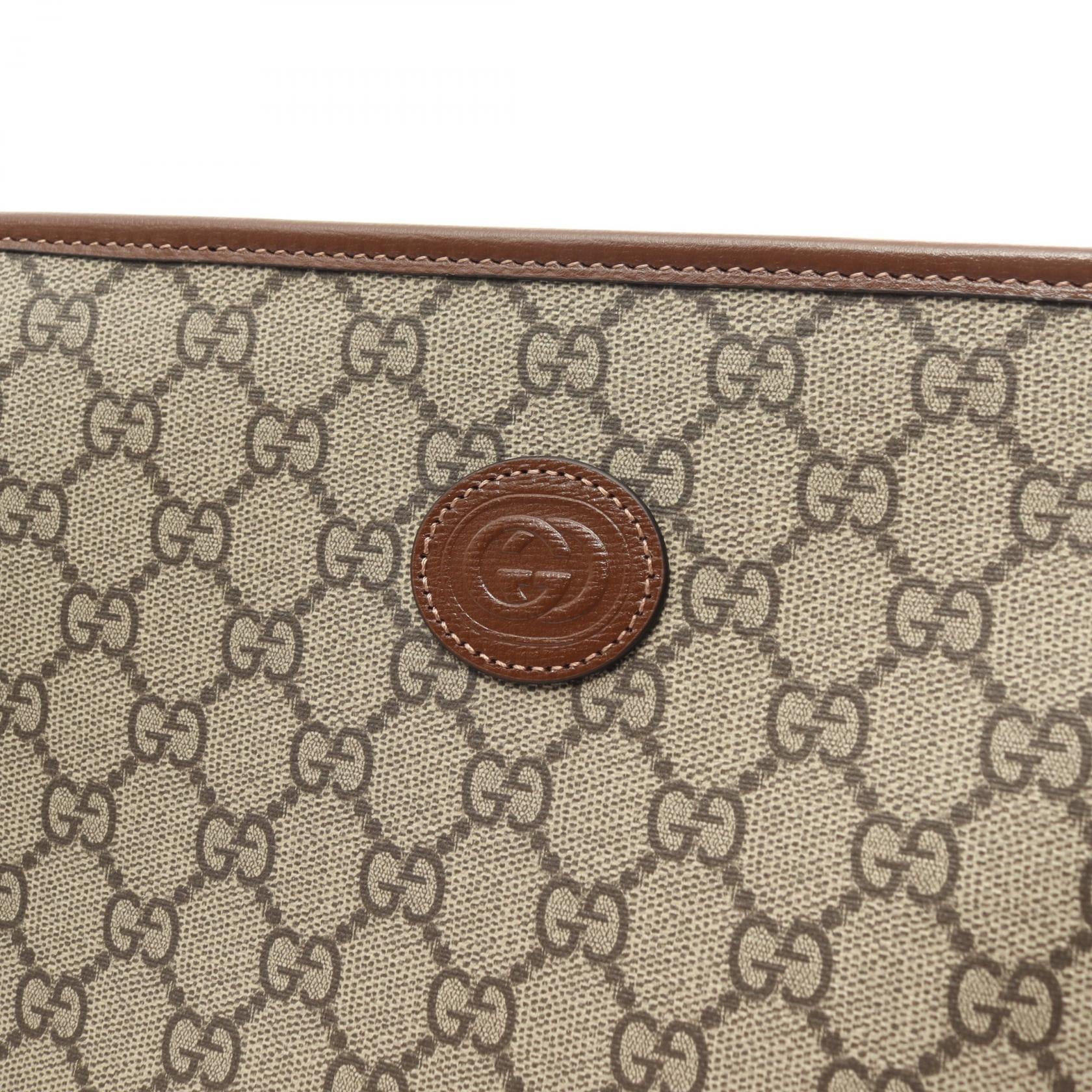 Gucci GG Supreme Clutch Bag Beige/Brown