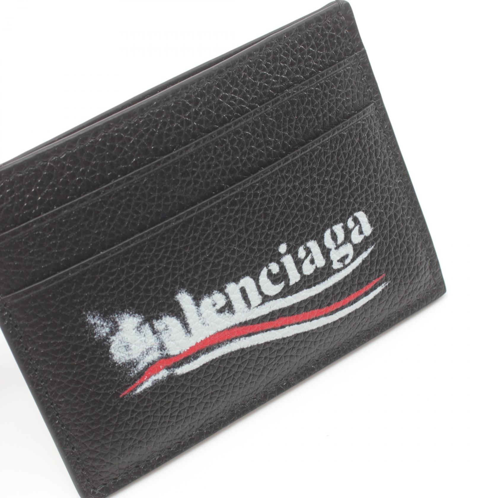 Balenciaga Leather Card Case Black