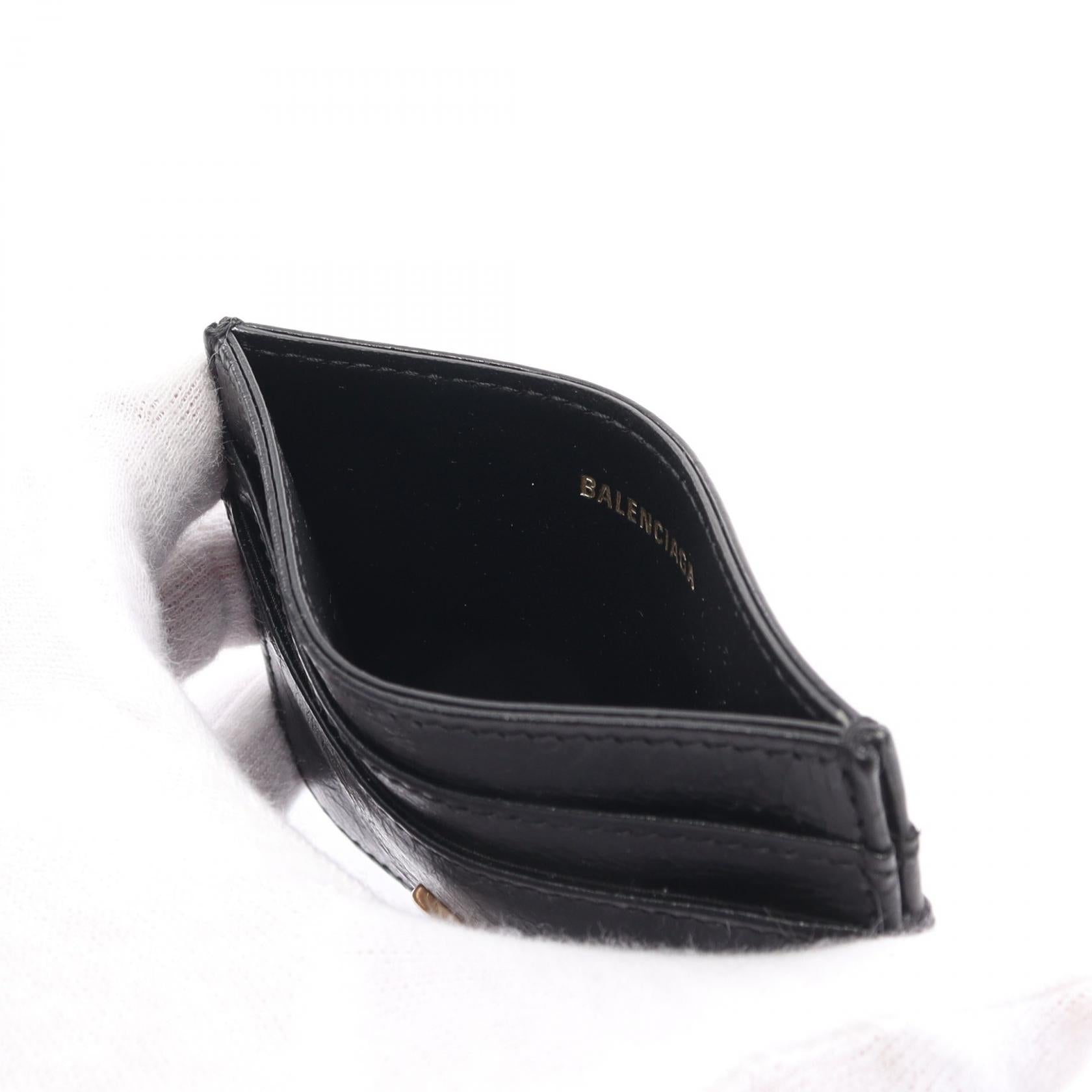 Balenciaga Monaco Leather Card Case Black