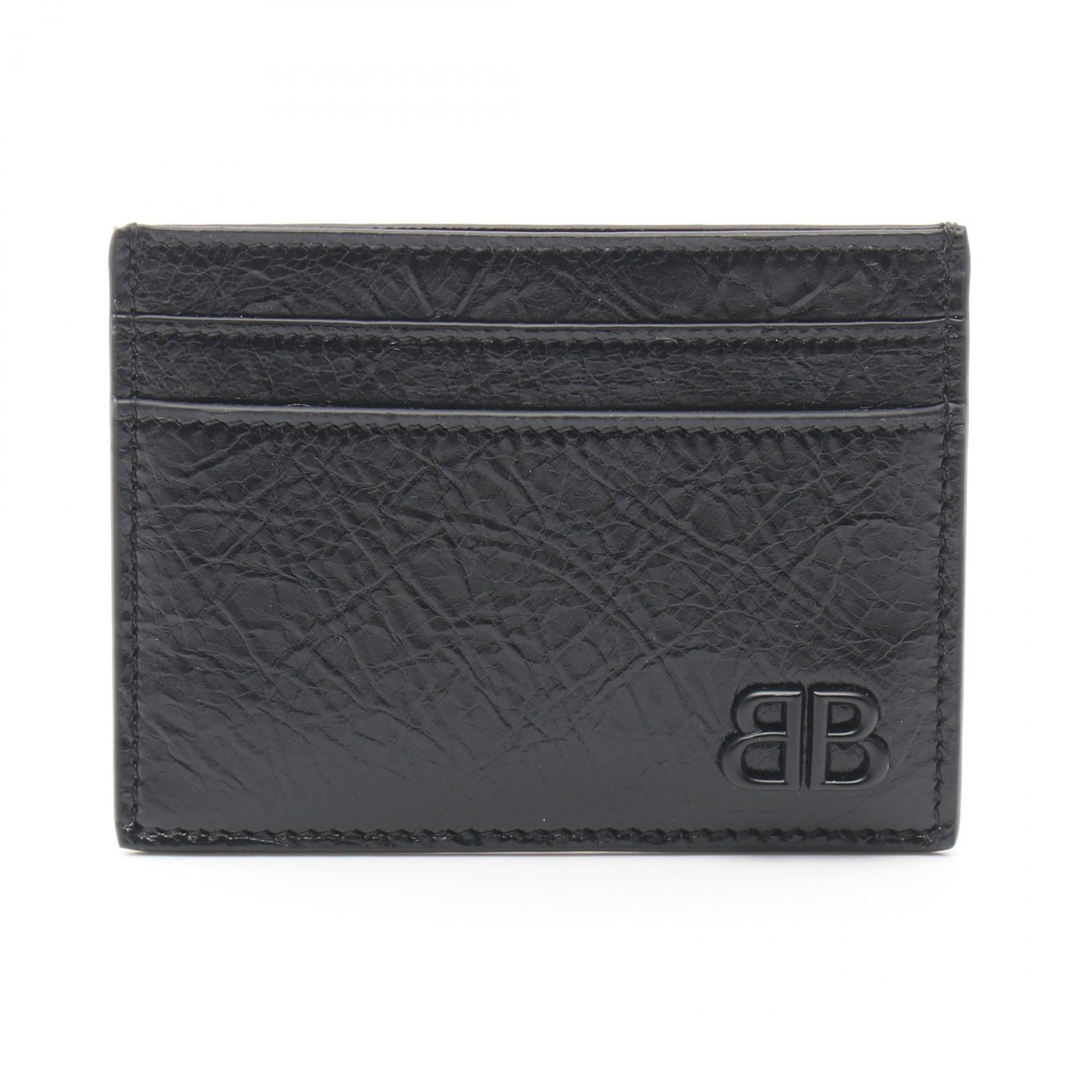 Balenciaga Monaco Leather Card Case Black