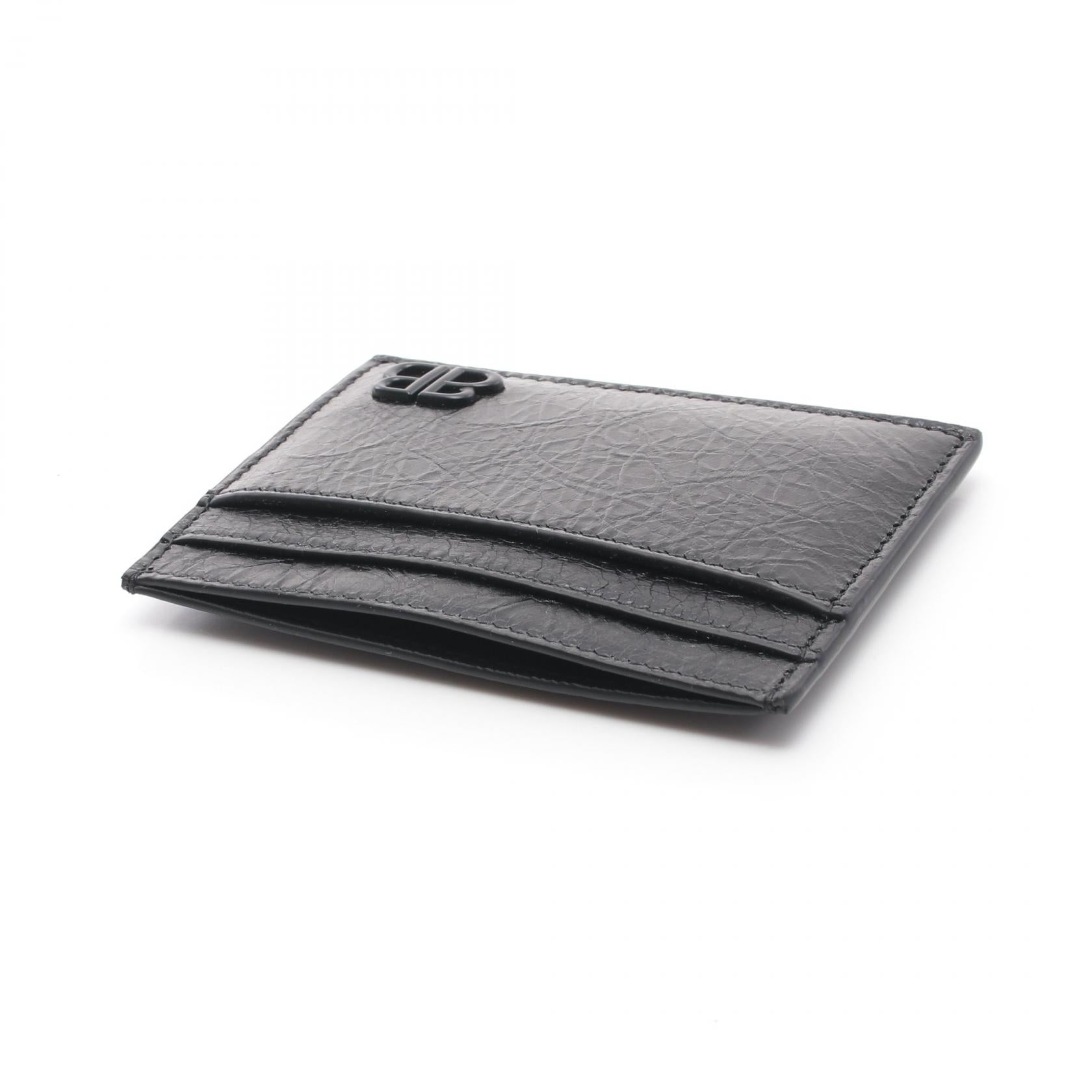 Balenciaga Monaco Leather Card Case Black