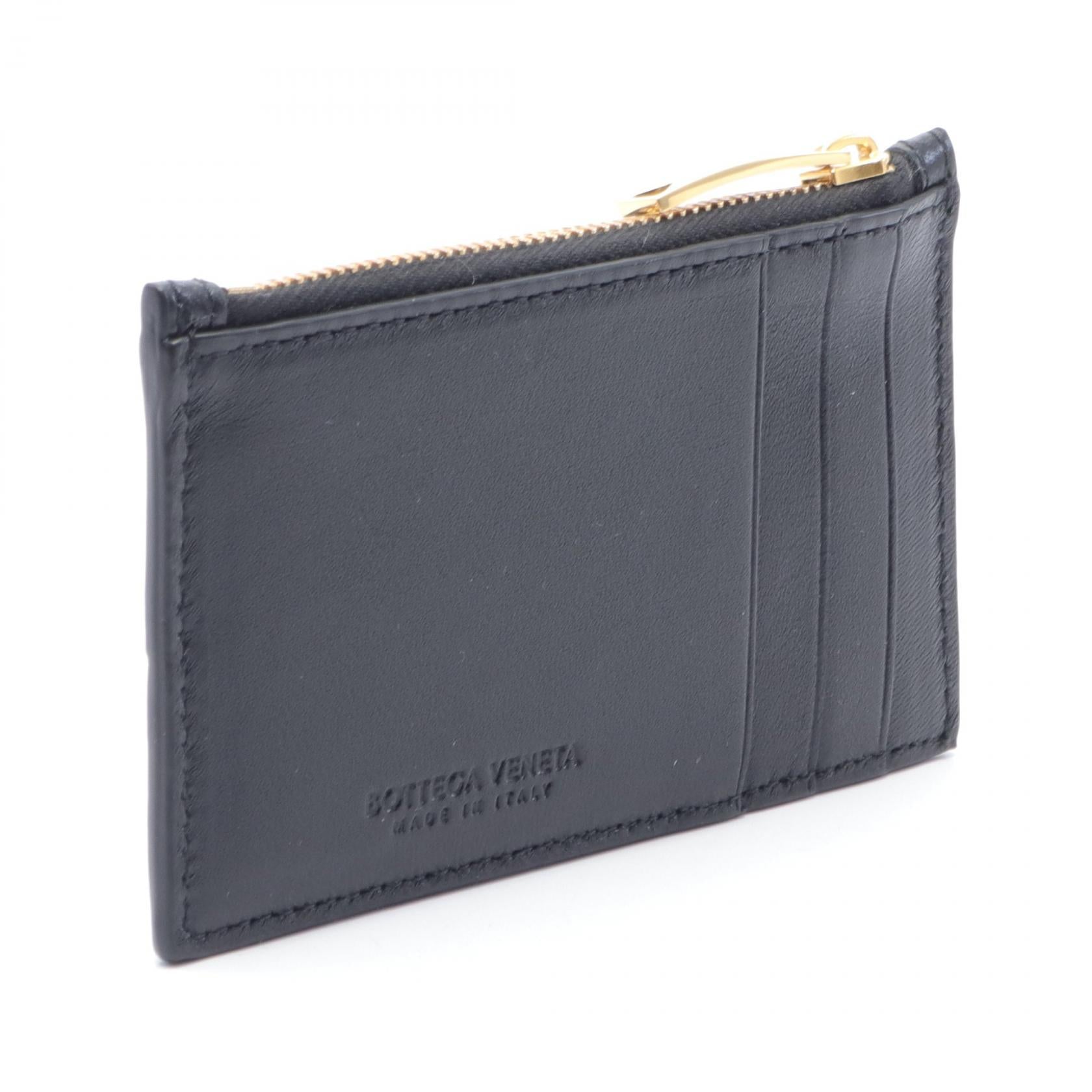 Bottega Veneta Leather Coin Case Black