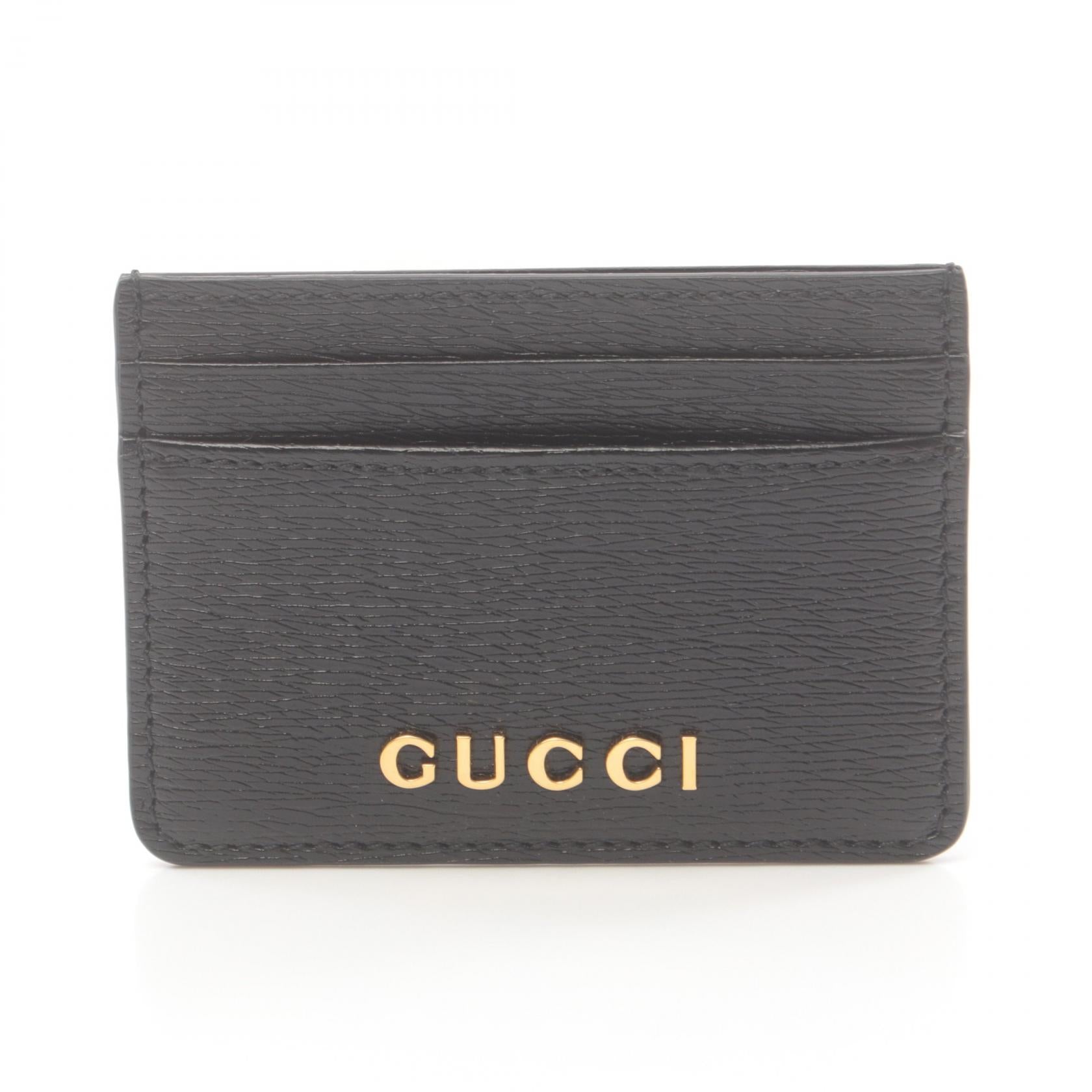 Gucci Leather Script Card Case Black