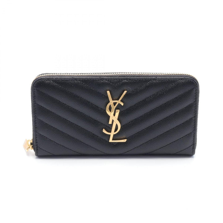 Yves Saint Laurent Leather YSL Logo Wallet Black