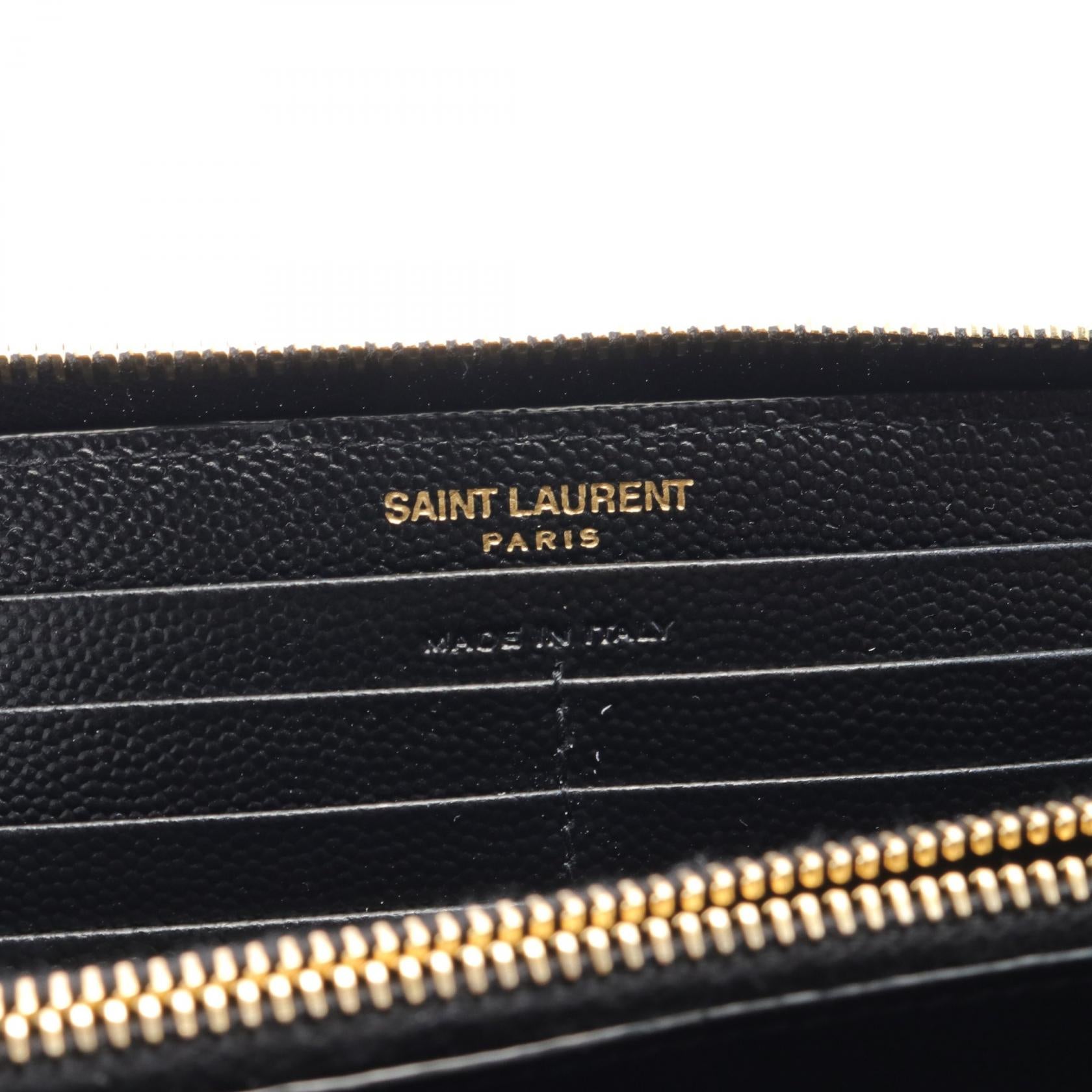 Yves Saint Laurent Leather YSL Logo Wallet Black