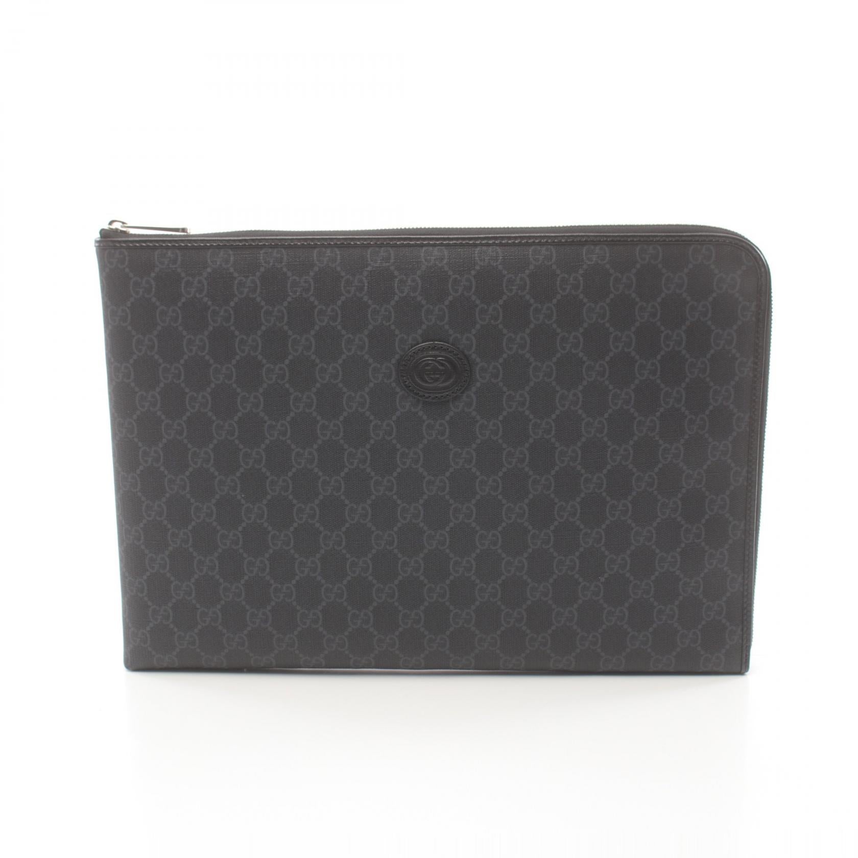 Gucci GG Supreme Document Clutch Bag Black