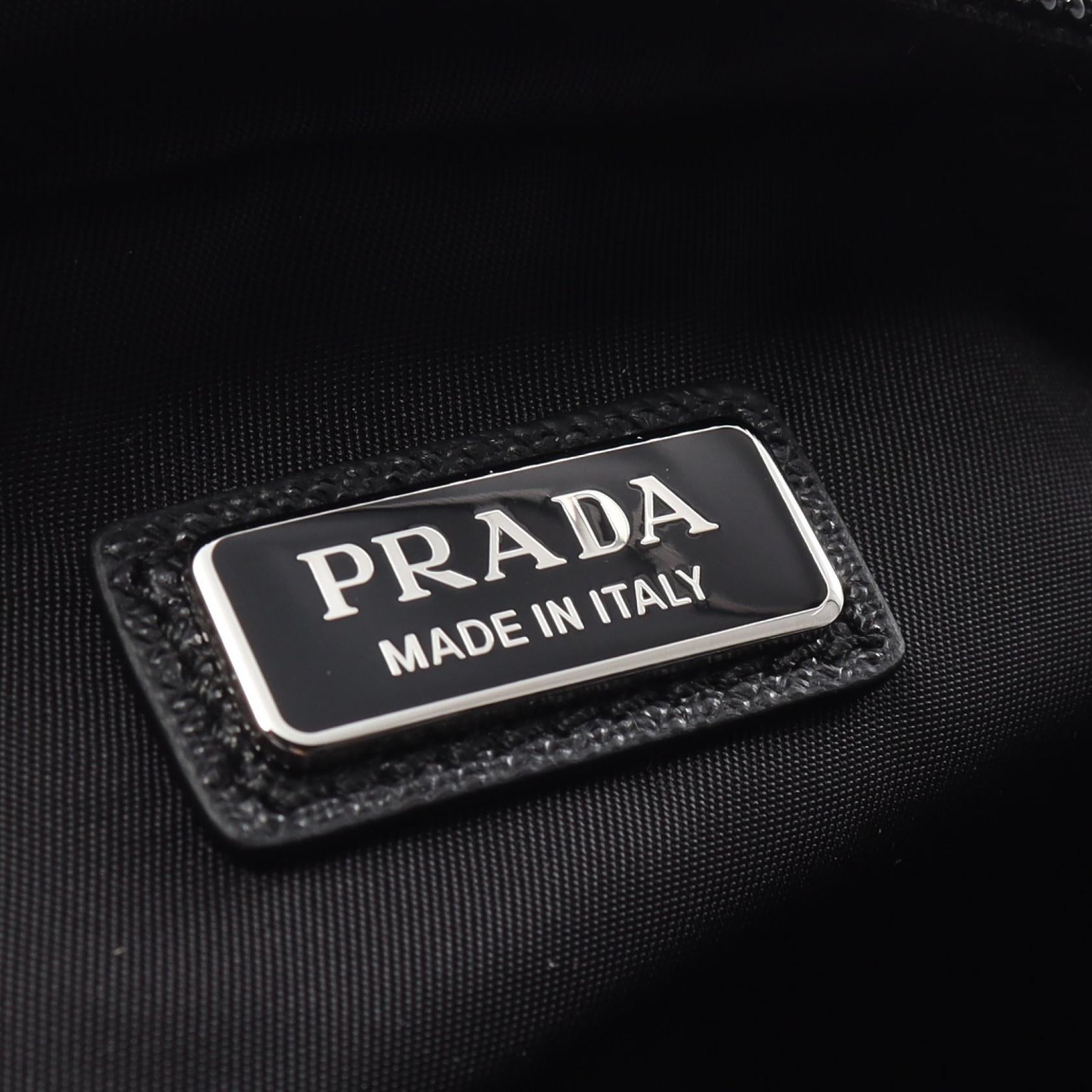 Prada Nylon Saffiano Leather Pouch Black