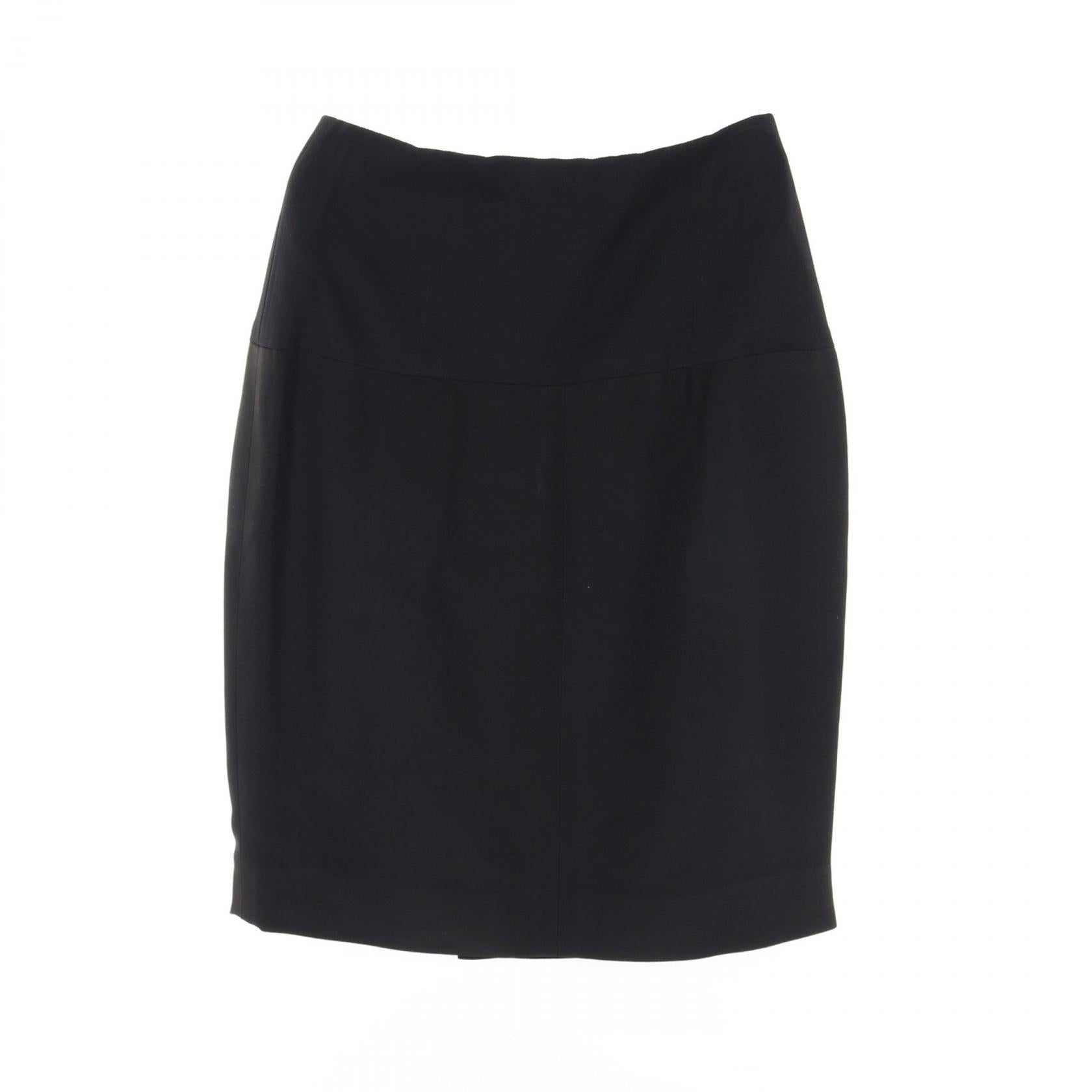 Chanel Coco Mark Button Skirt Rayon Black