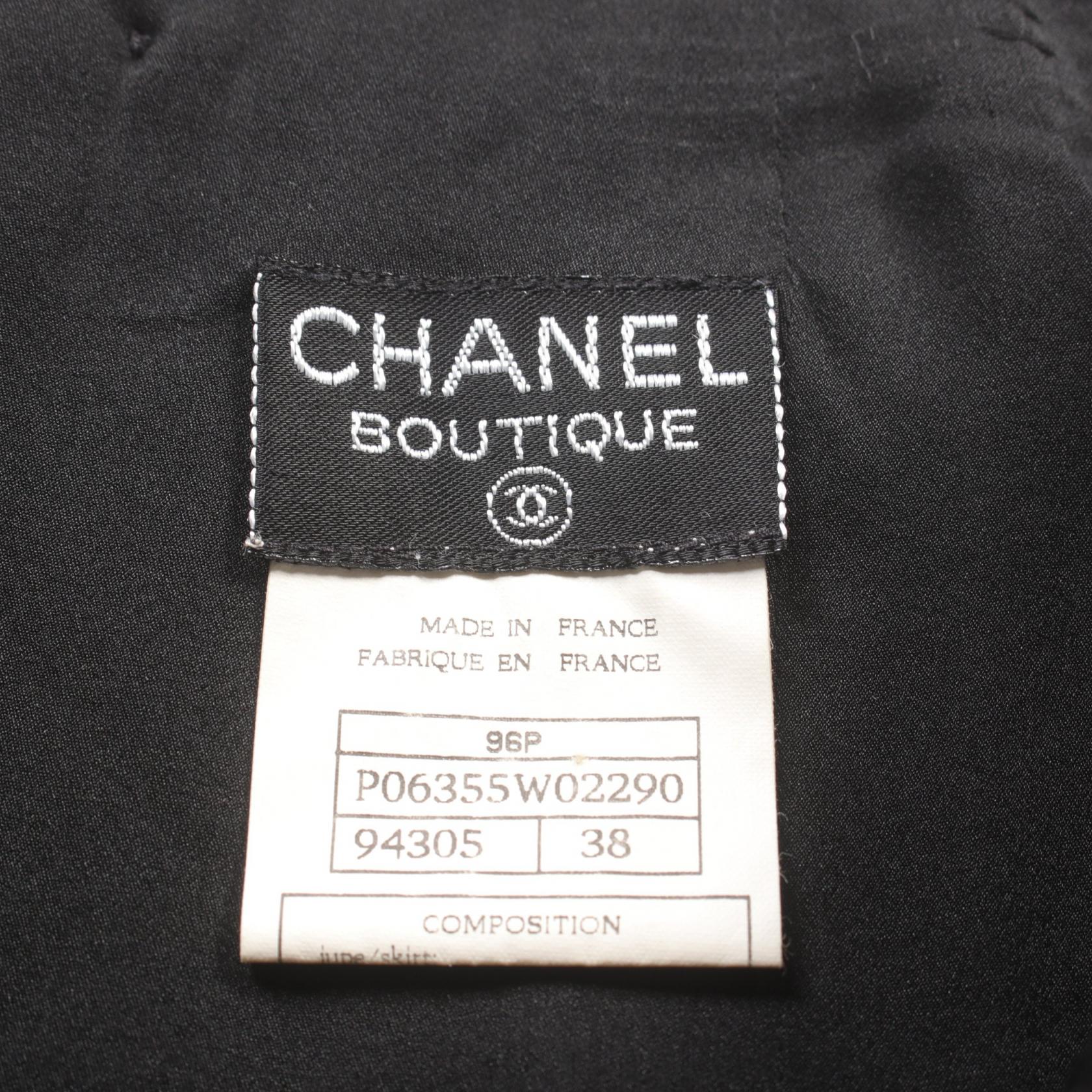 Chanel Coco Mark Button Skirt Rayon Black