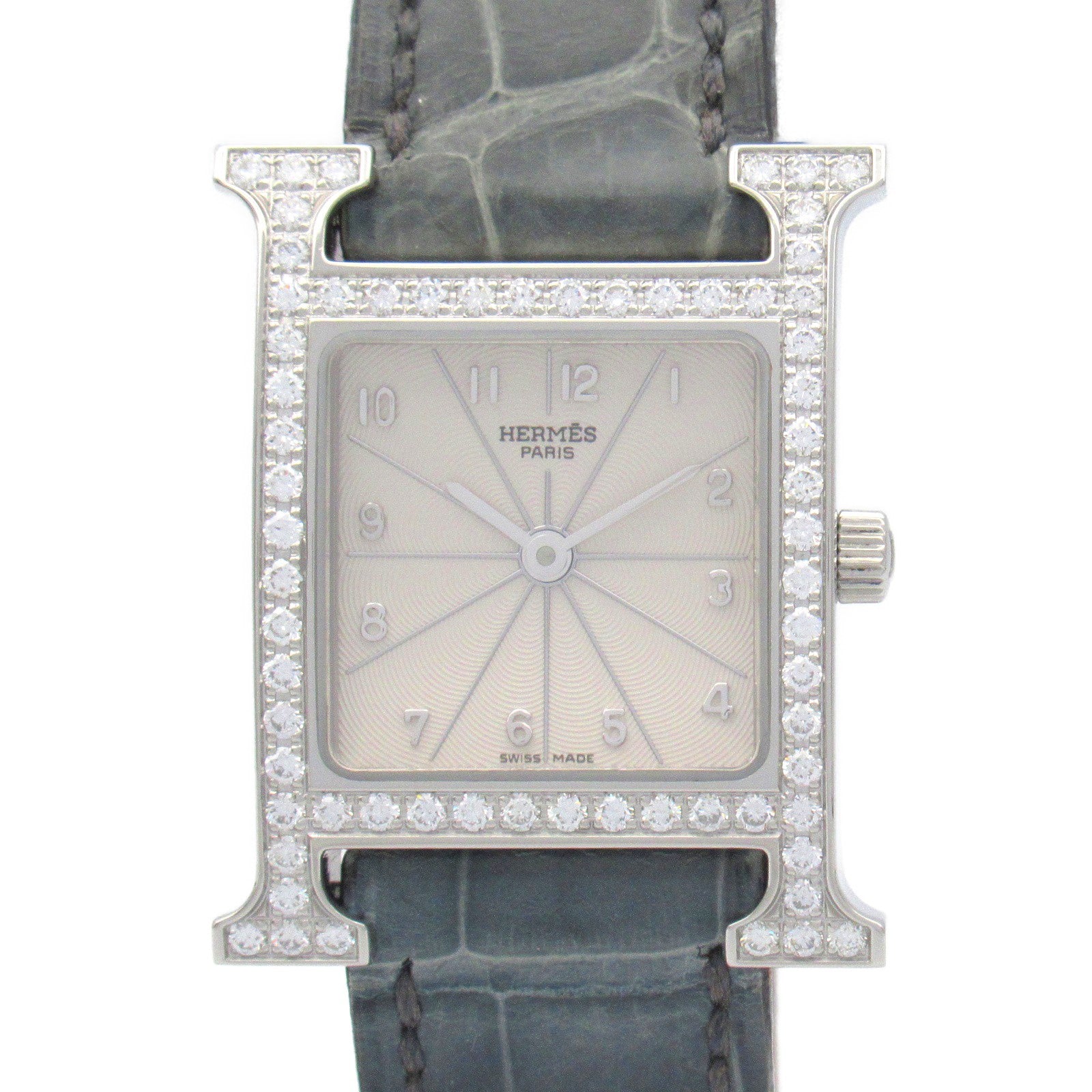 Hermes H Watch Diamond Bezel Stainless Steel Quartz