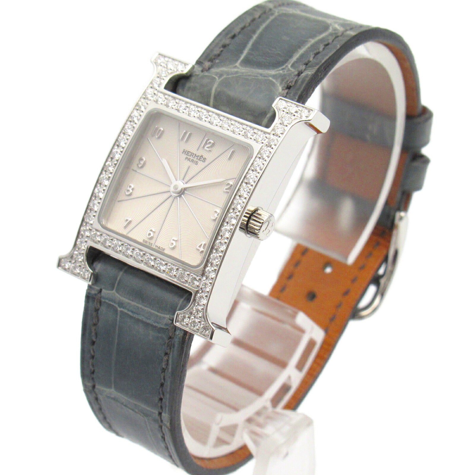 Hermes H Watch Diamond Bezel Stainless Steel Quartz