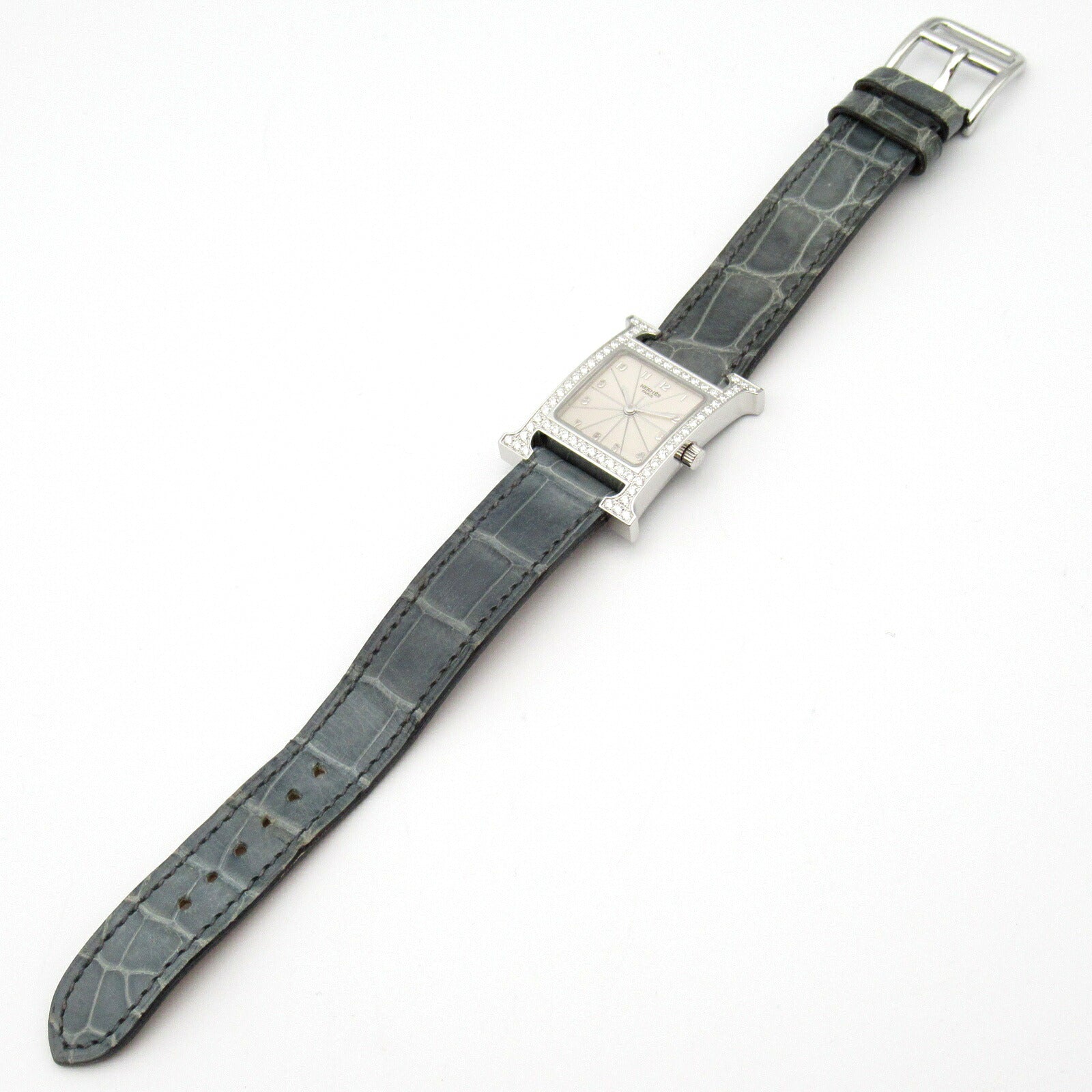 Hermes H Watch Diamond Bezel Stainless Steel Quartz