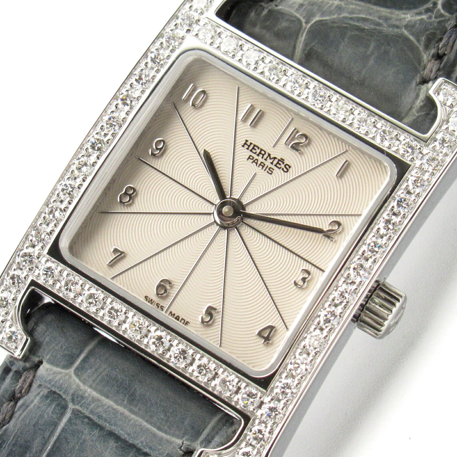 Hermes H Watch Diamond Bezel Stainless Steel Quartz