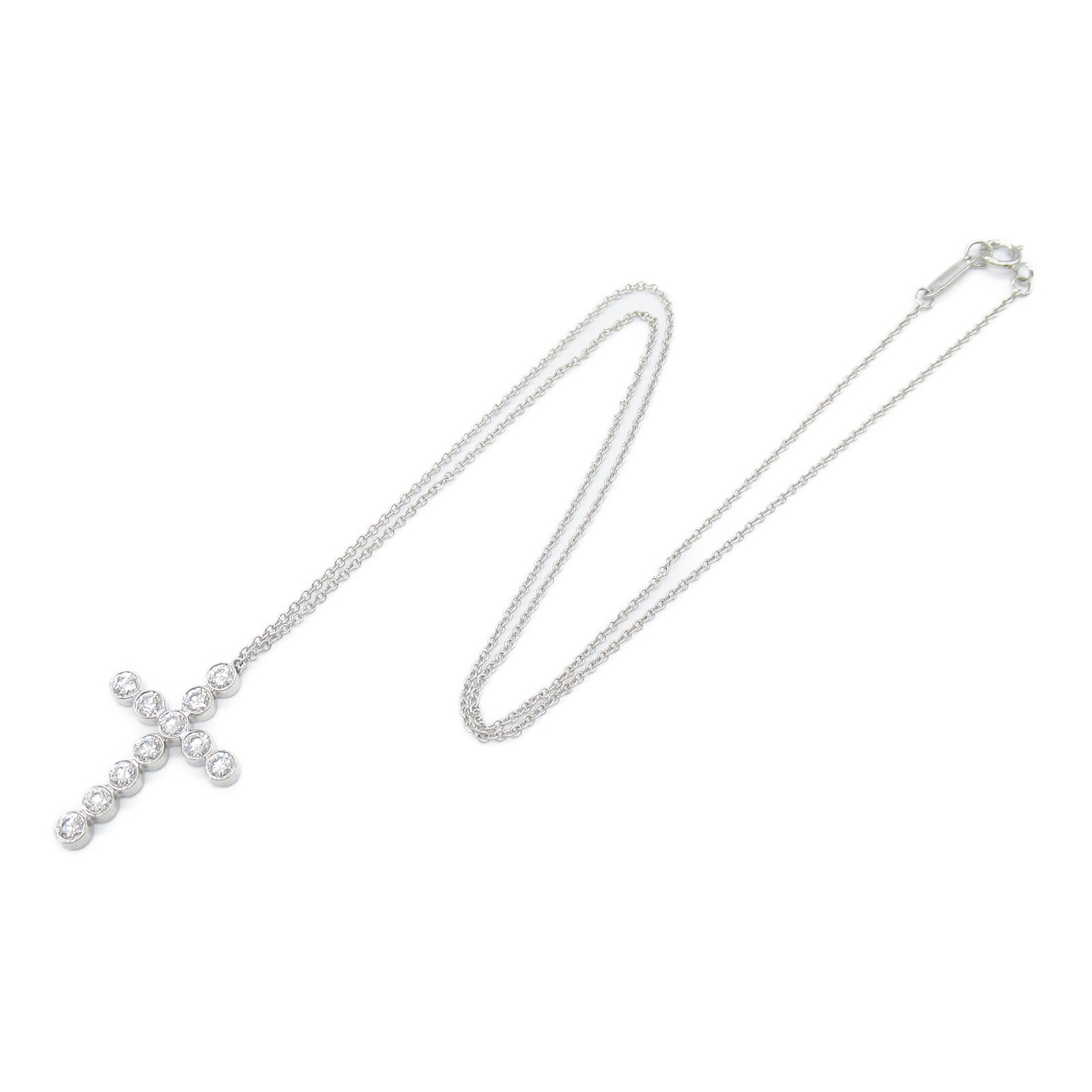 Tiffany & Co Platinum Diamond Bezel Cross Necklace