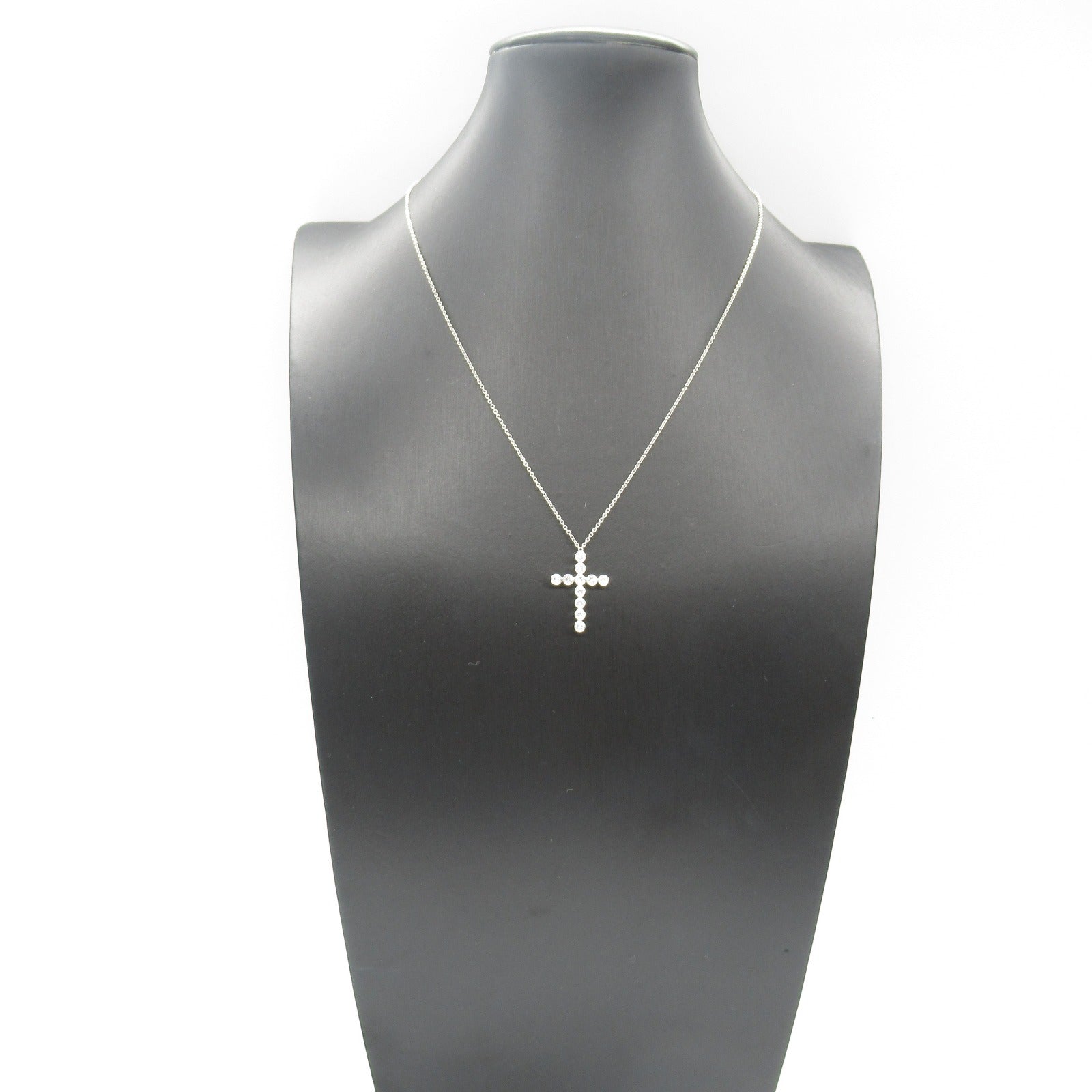 Tiffany & Co Platinum Diamond Bezel Cross Necklace