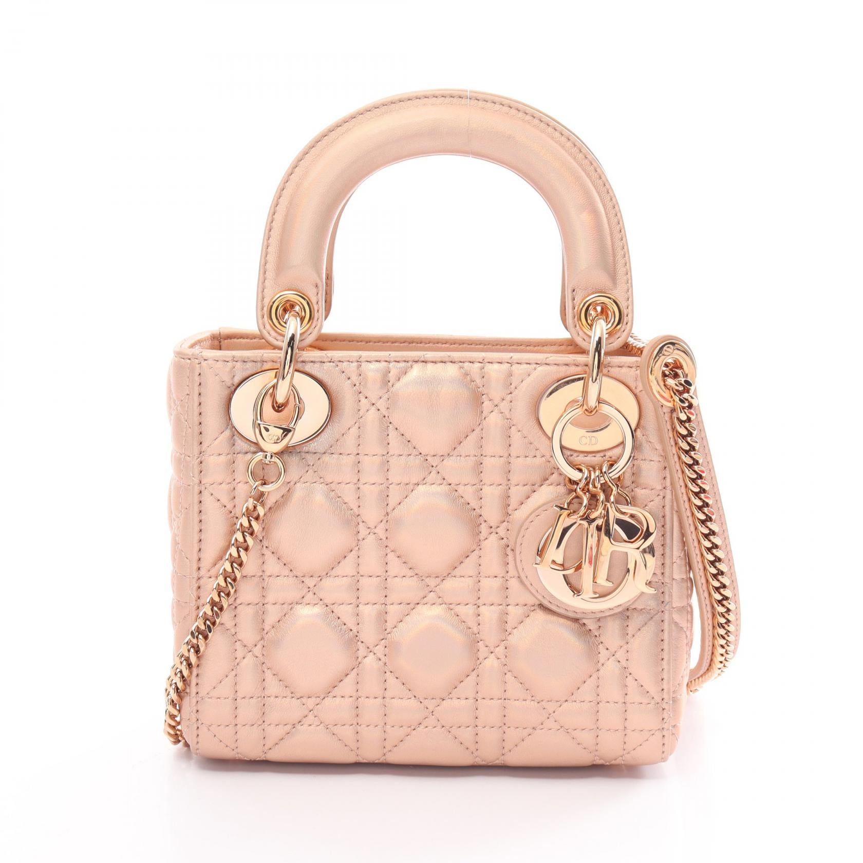 Dior Lady Dior Cannage Leather Handbag Pink