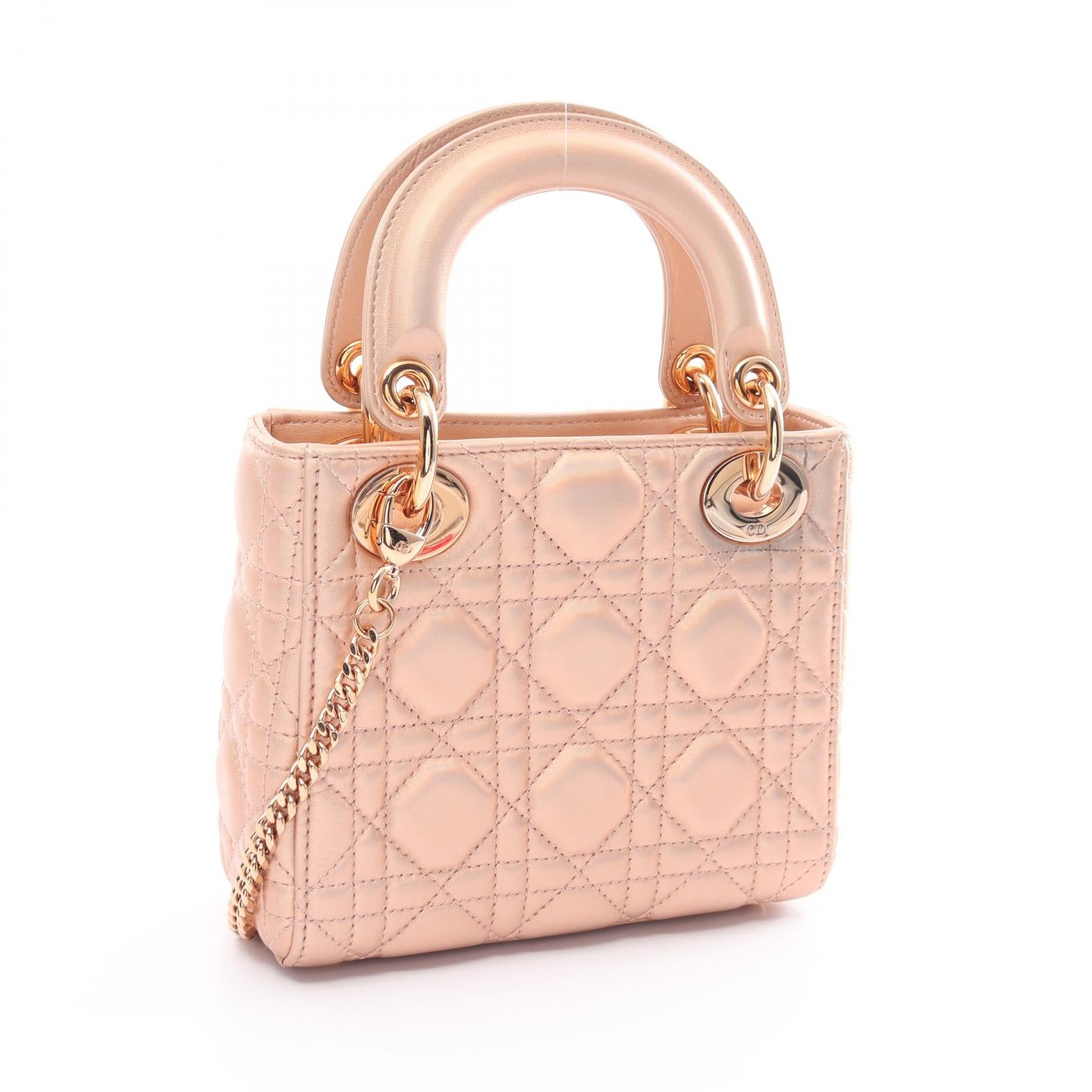 Dior Lady Dior Cannage Leather Handbag Pink