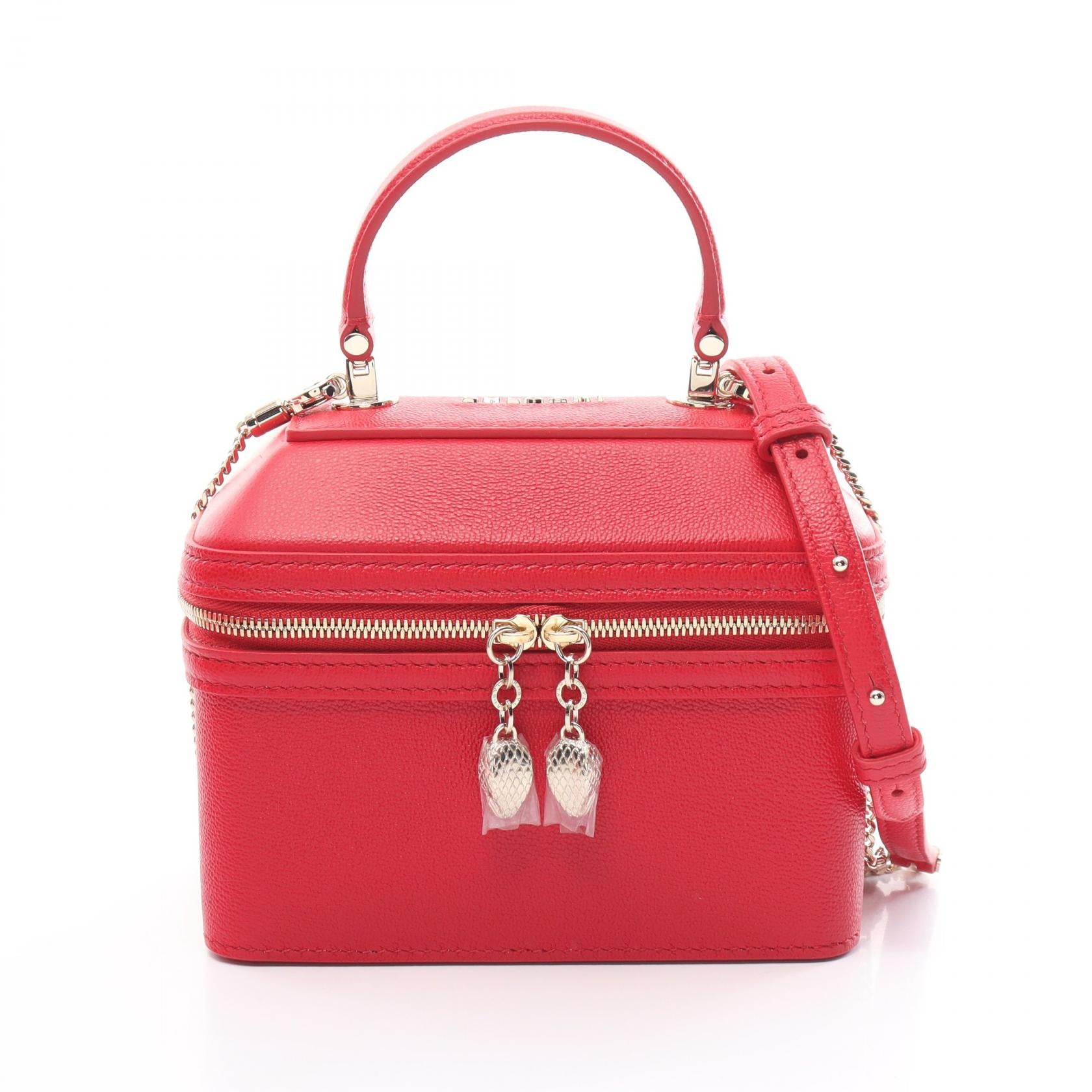 Bvlgari Serpenti Leather Handbag Red