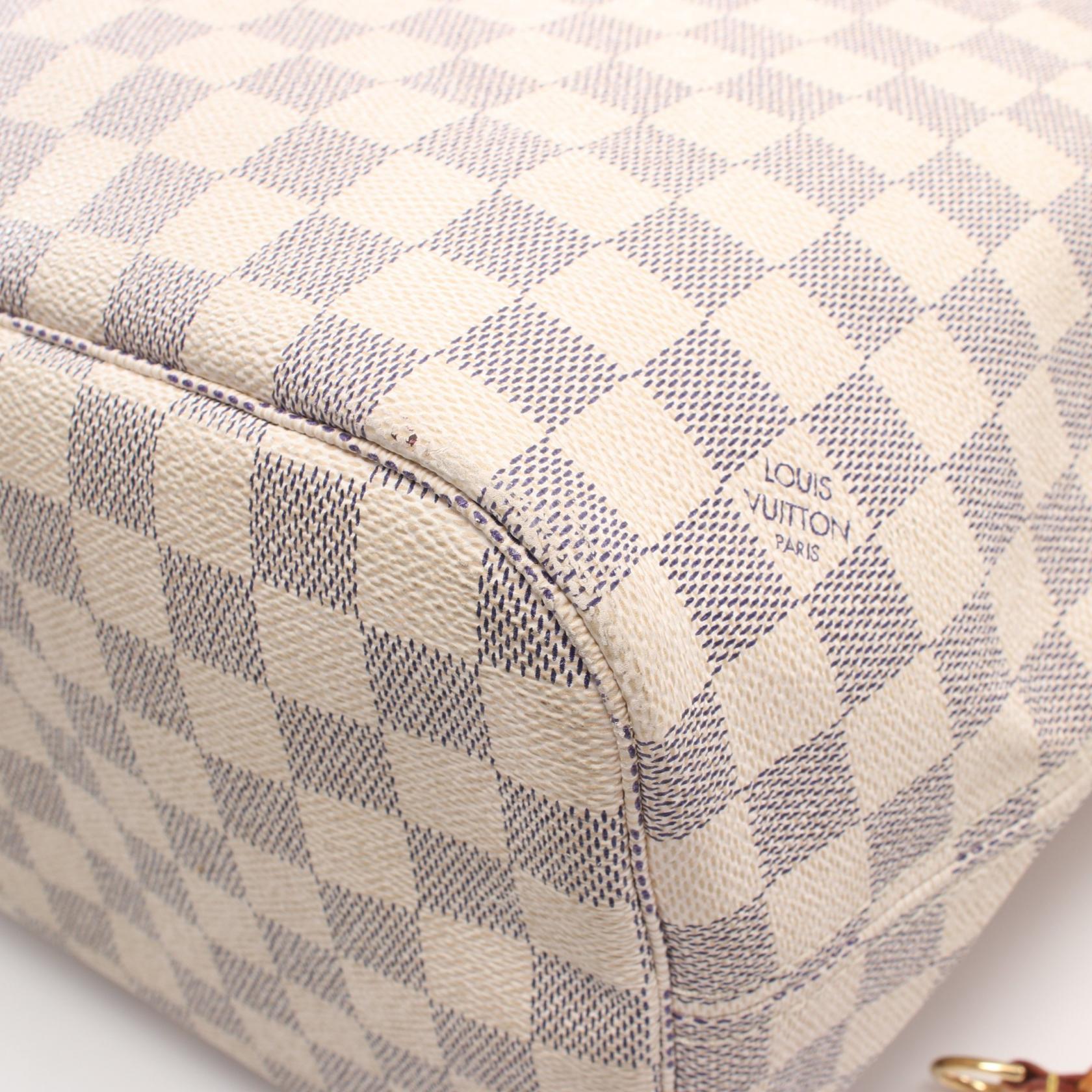 Louis Vuitton Damier Azur Neverfull MM Canvas Tote Bag N41361 in Good Condition