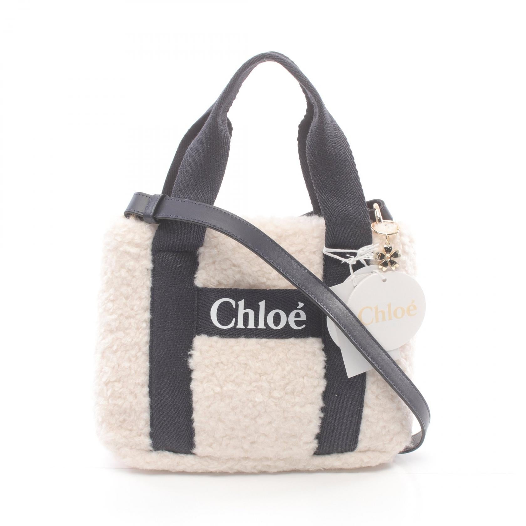 Chloe Logo Shearling Kids Bag Canvas Shoulder Bag C10323N78 in Excellent Condition