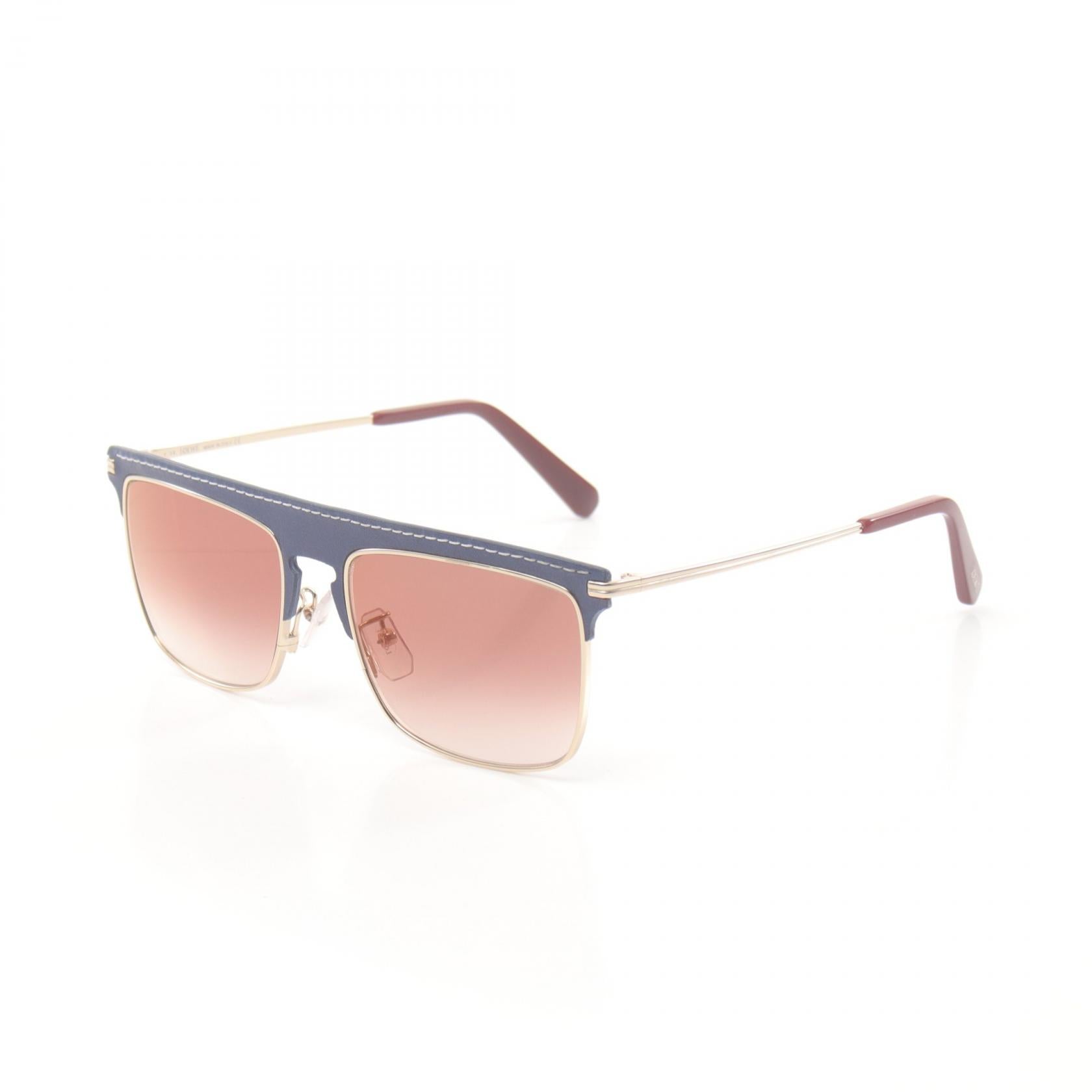 Loewe Sunglasses Leather GP Blue Gold LW40006U