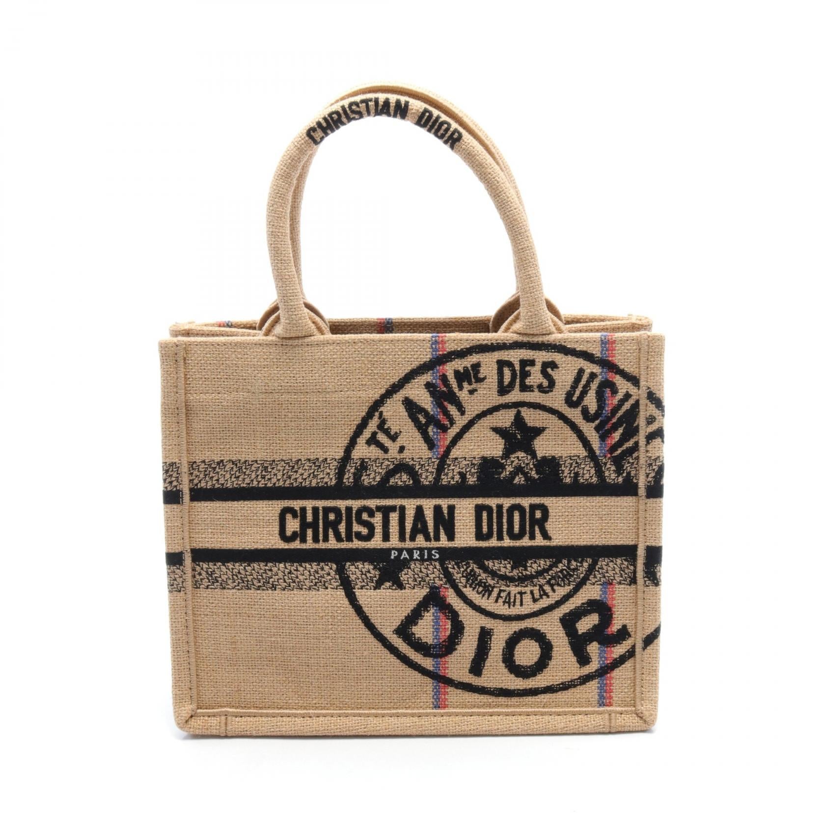 Dior Book Tote Small Jute Canvas Bag