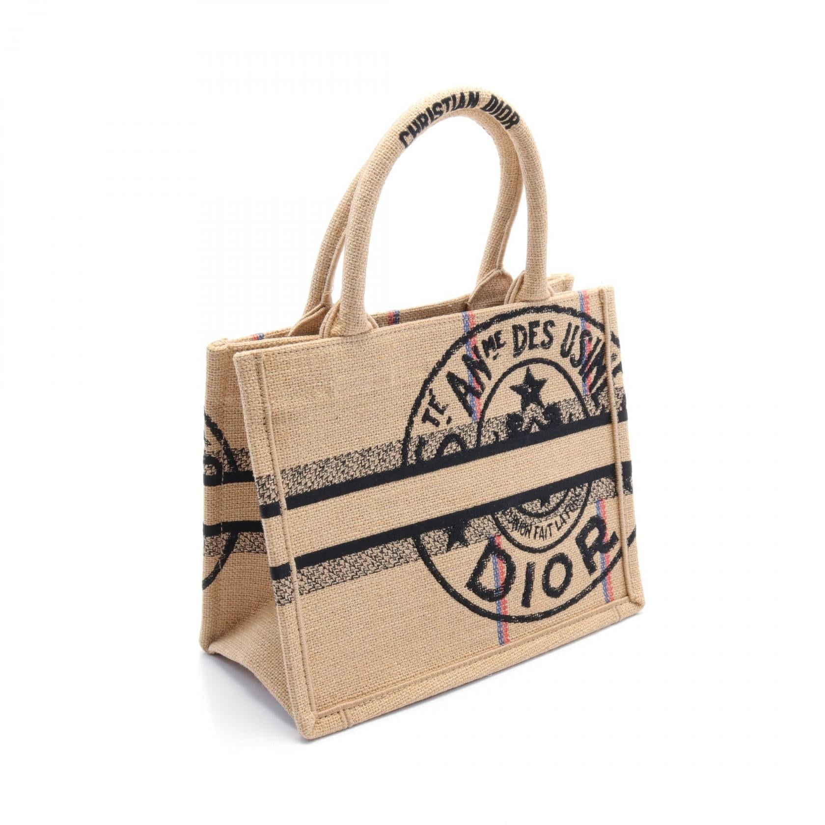 Dior Book Tote Small Jute Canvas Bag