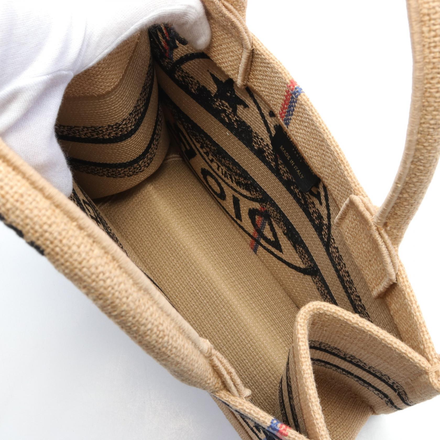 Dior Book Tote Small Jute Canvas Bag