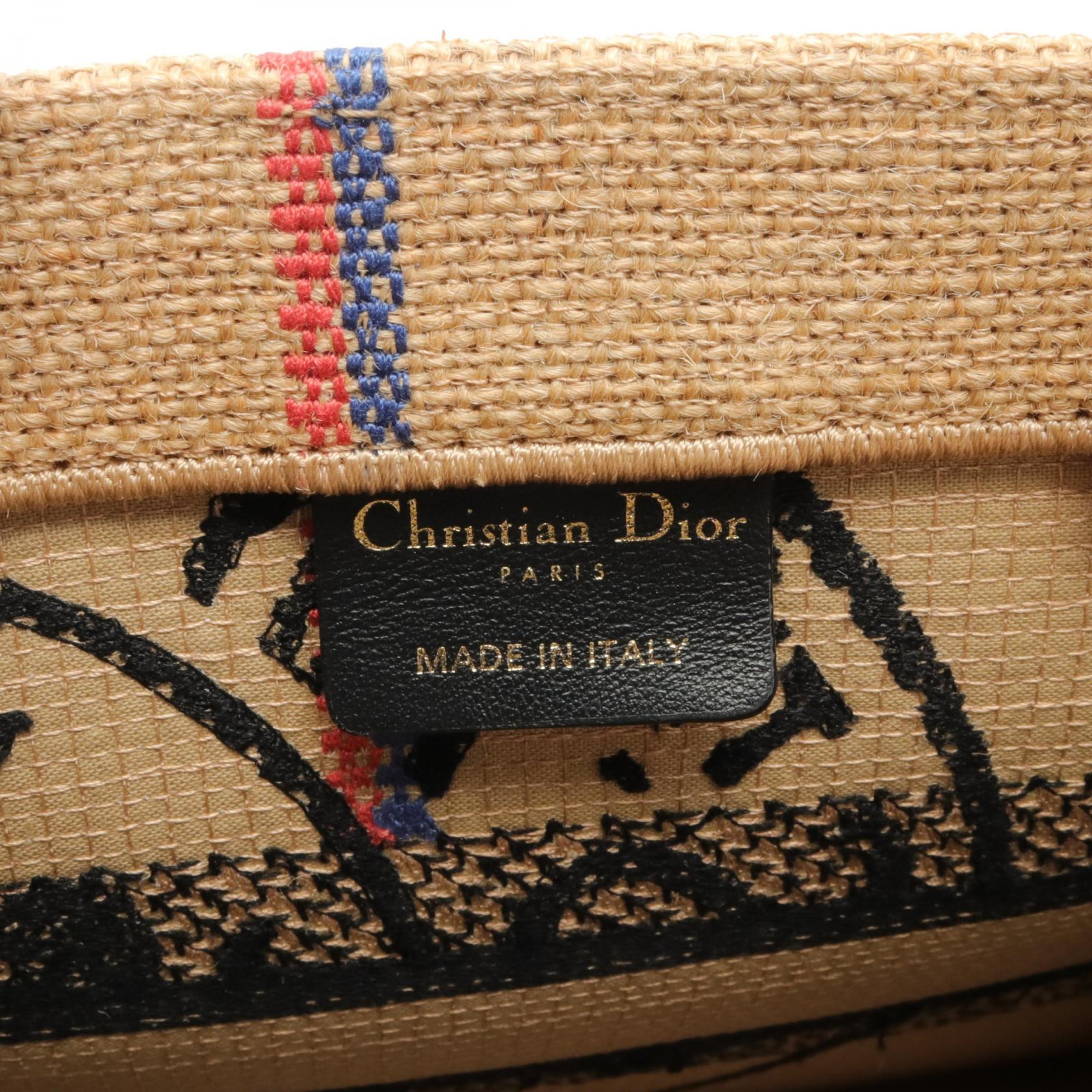 Dior Book Tote Small Jute Canvas Bag