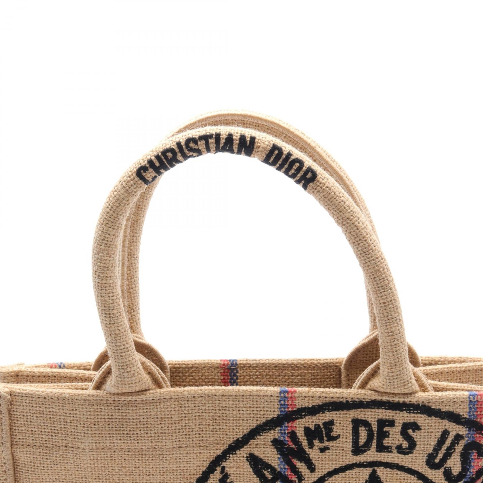 Dior Book Tote Small Jute Canvas Bag