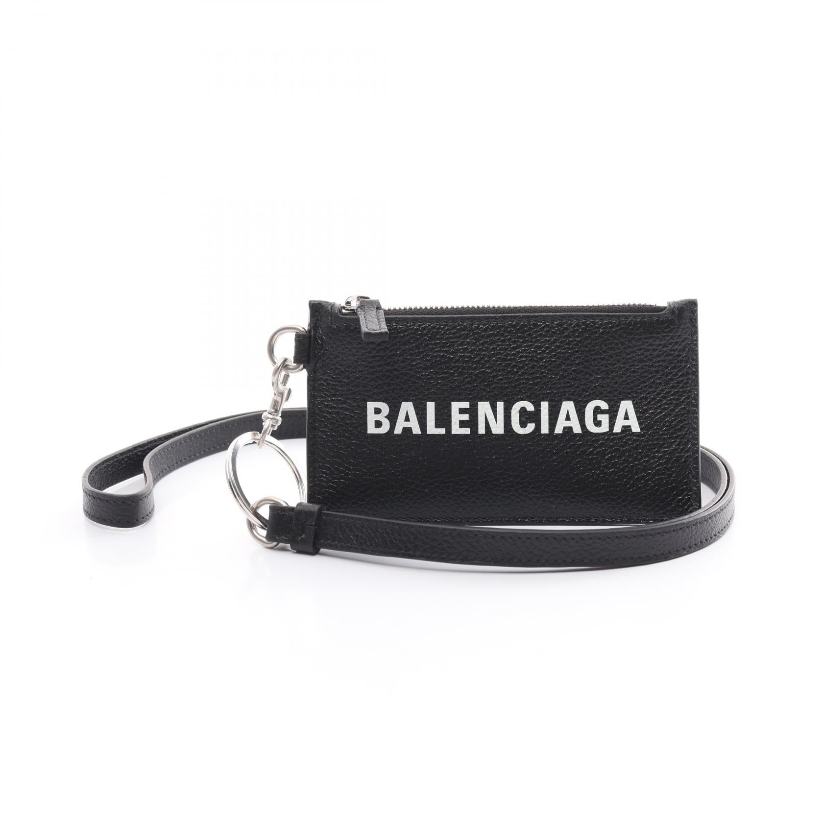 Balenciaga Logo Coin Case  Leather Card Case 5945481IZI31090 in Excellent Condition