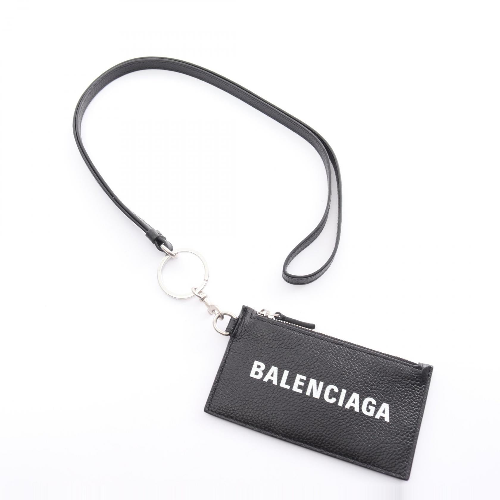 Balenciaga Logo Coin Case  Leather Card Case 5945481IZI31090 in Excellent Condition