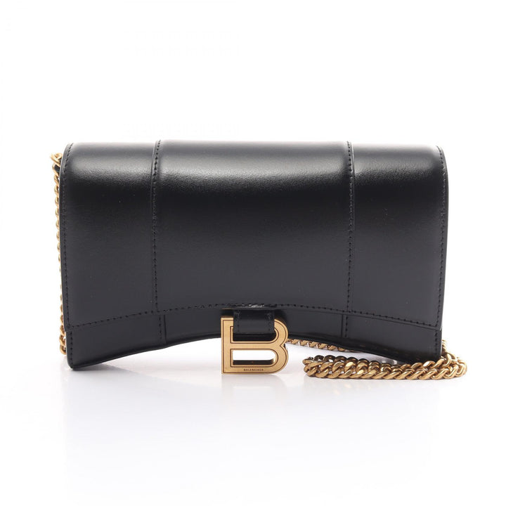 Balenciaga Hourglass Leather Shoulder Bag Black