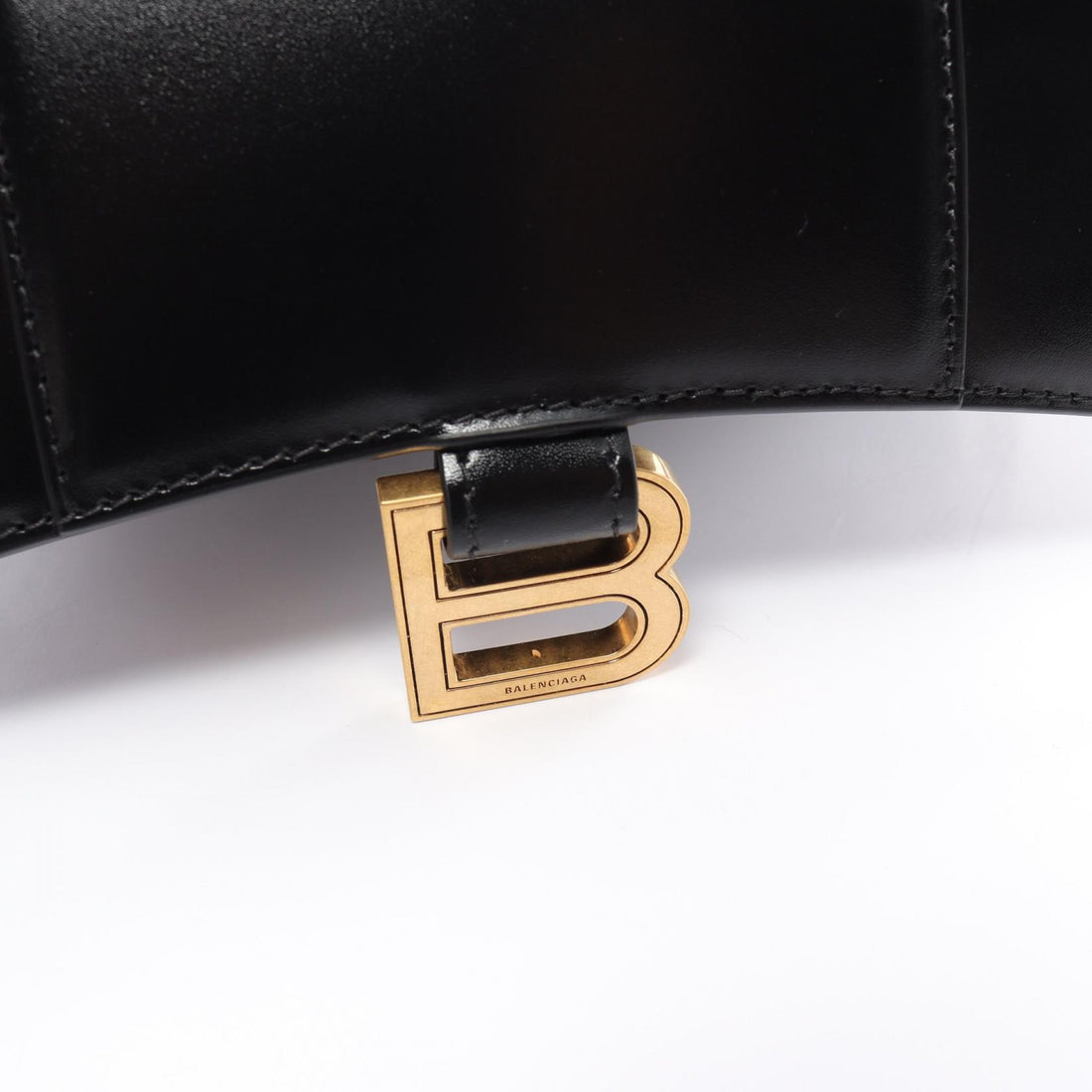 Balenciaga Hourglass Leather Shoulder Bag Black