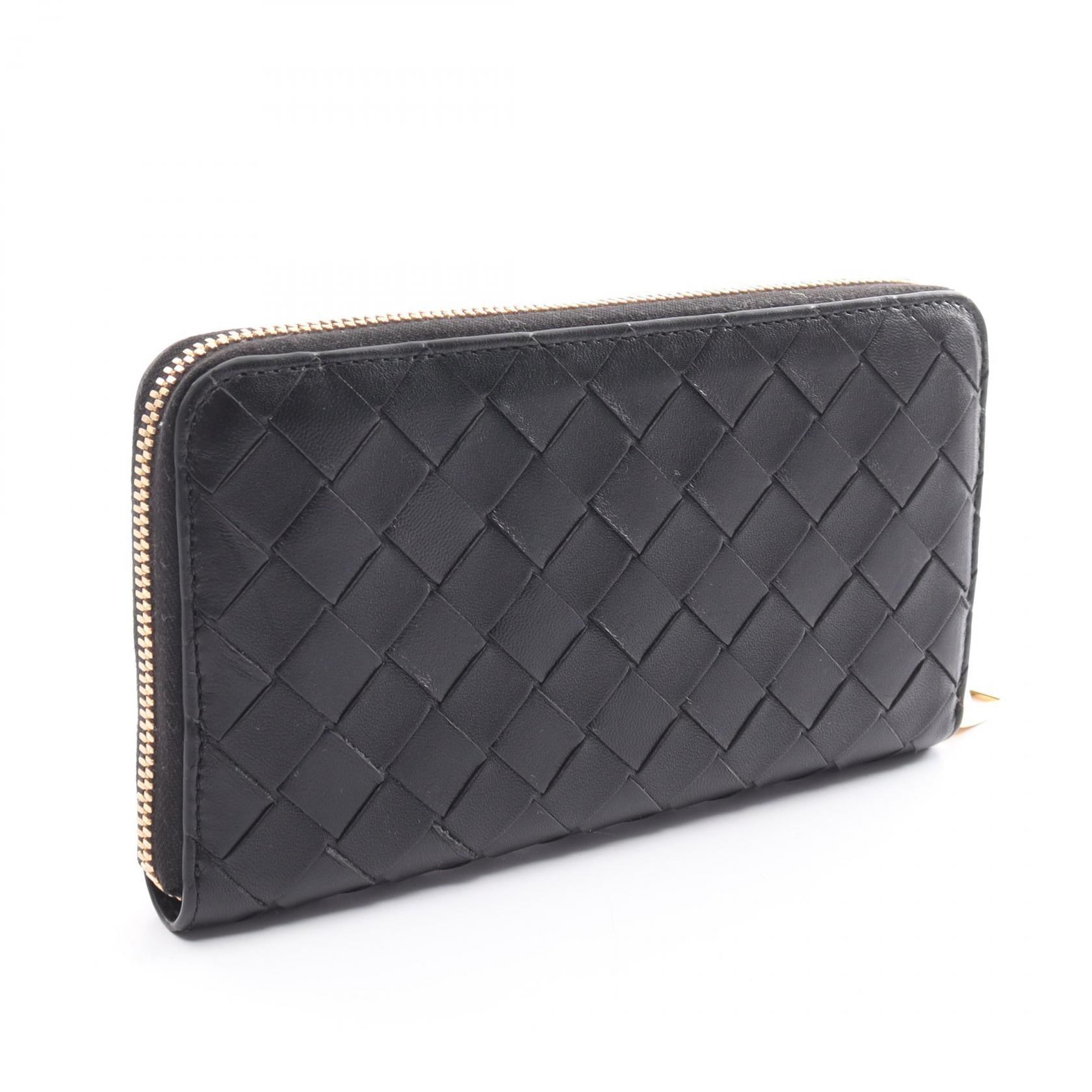 Bottega Veneta Leather Intrecciato Wallet Black