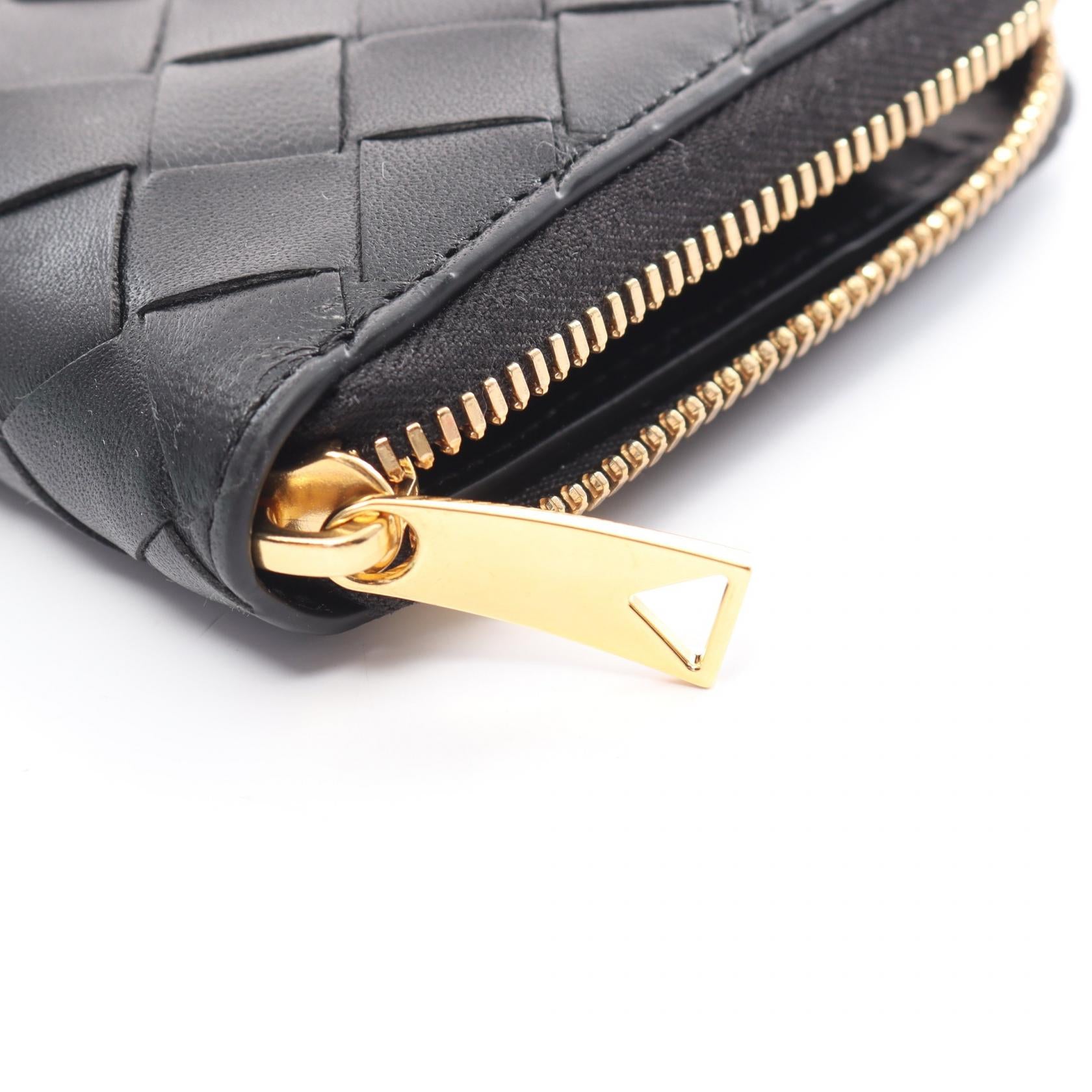 Bottega Veneta Leather Intrecciato Wallet Black