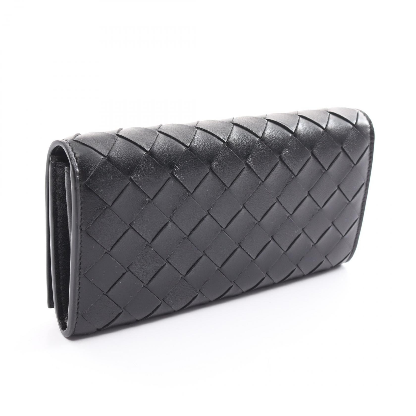 Bottega Veneta Leather Intrecciato Wallet Black