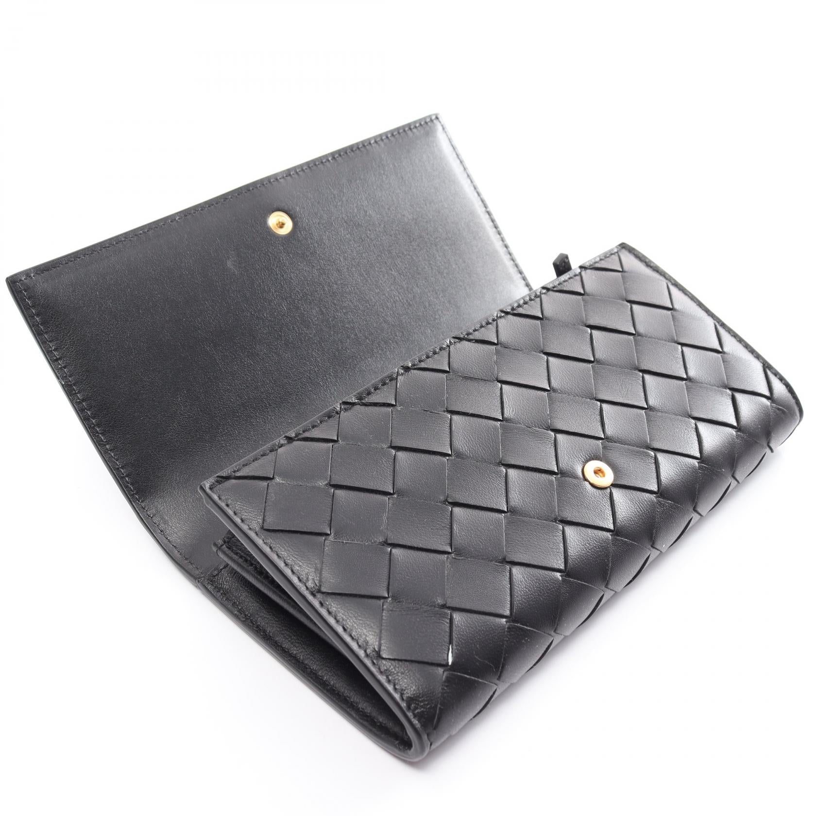 Bottega Veneta Leather Intrecciato Wallet Black