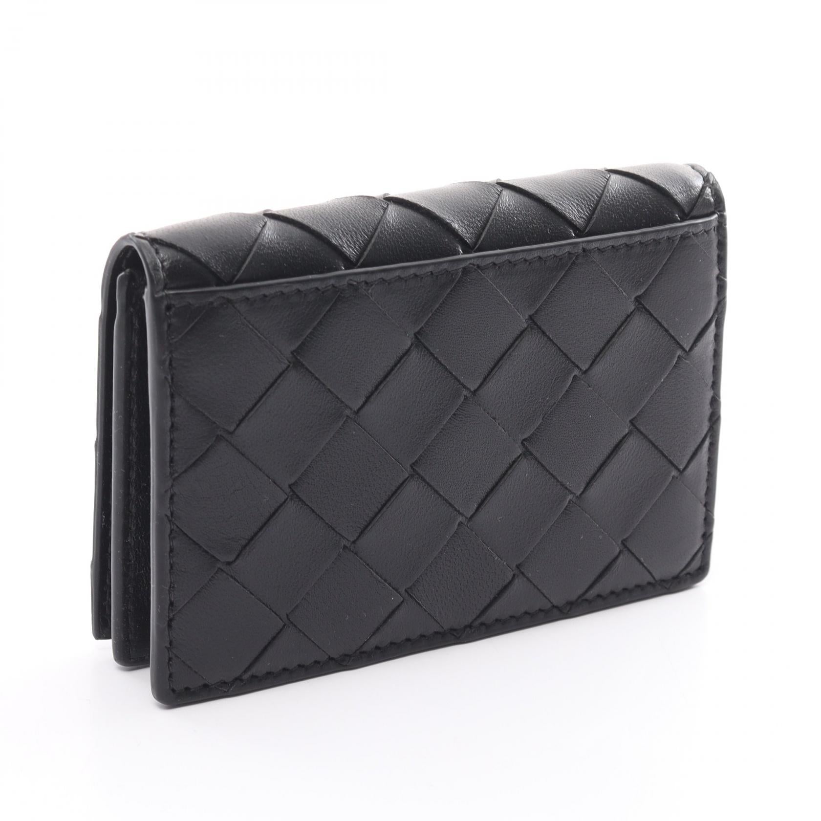 Bottega Veneta Leather Card Case Black